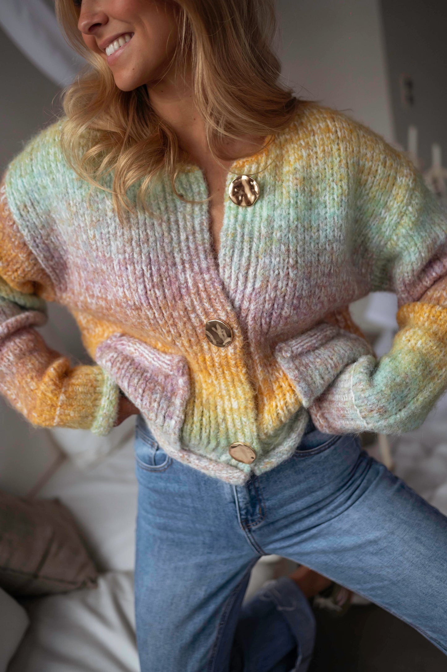 Yellow Tie-Dye Chelton Cardigan