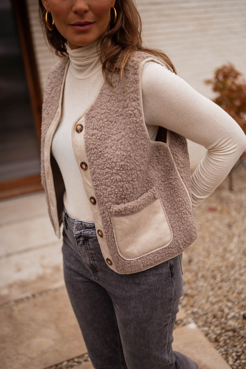 トップス Na.e Handmade Wool Gilet_taupe Taupe Ghislain Sleeveless Cardigan