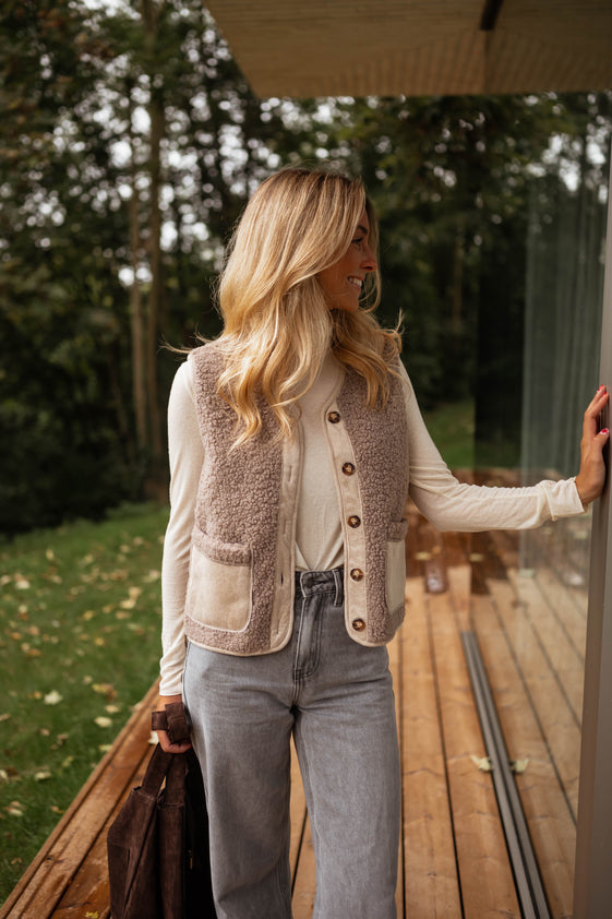 Taupe Ghislain Sleeveless Cardigan