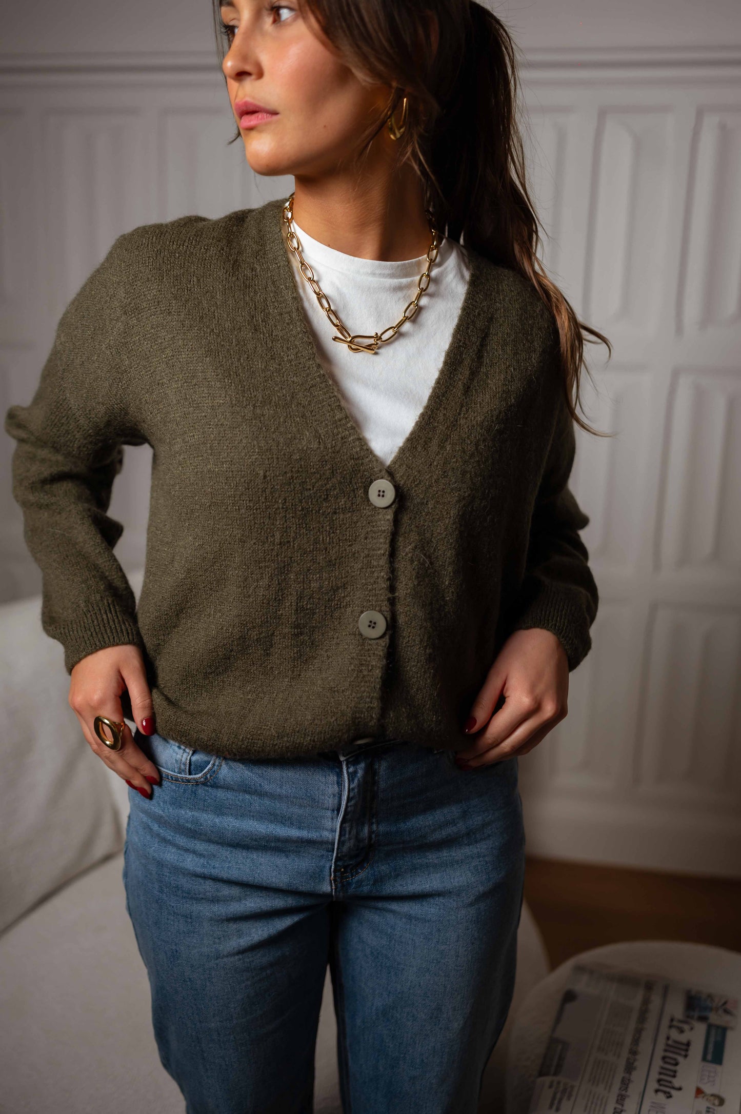 Khaki Gina Cardigan