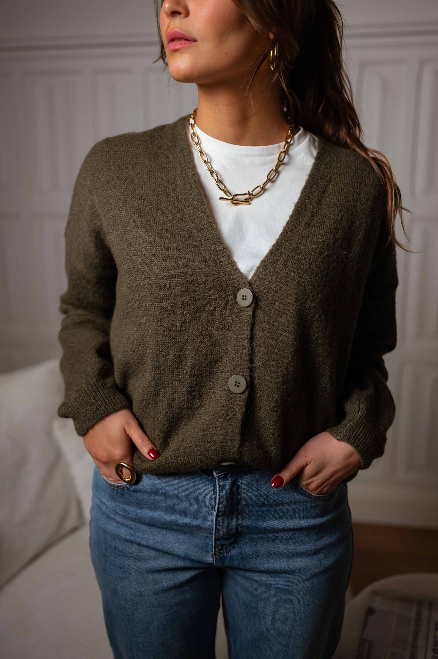 Khaki Gina Cardigan