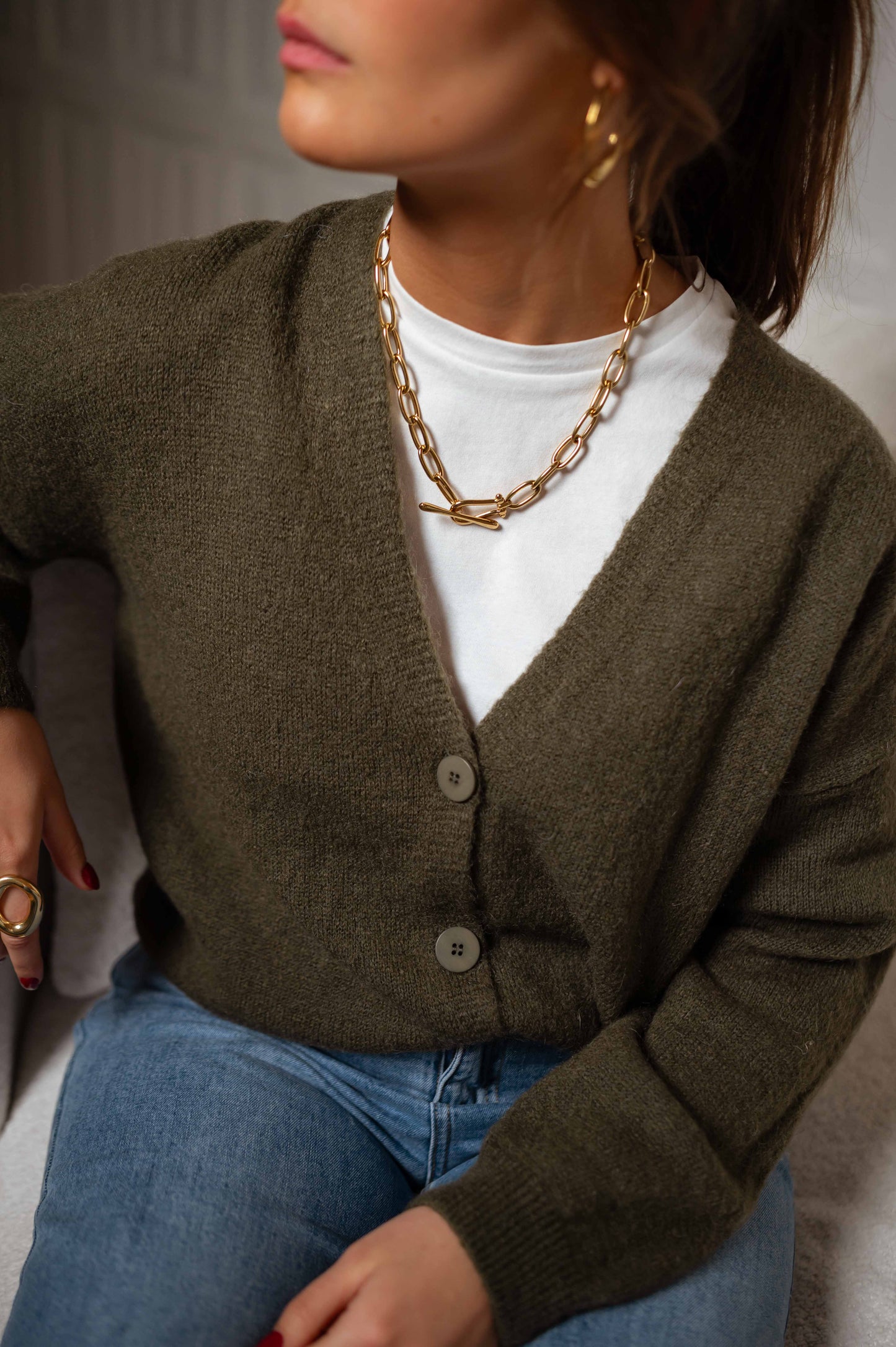 Khaki Gina Cardigan