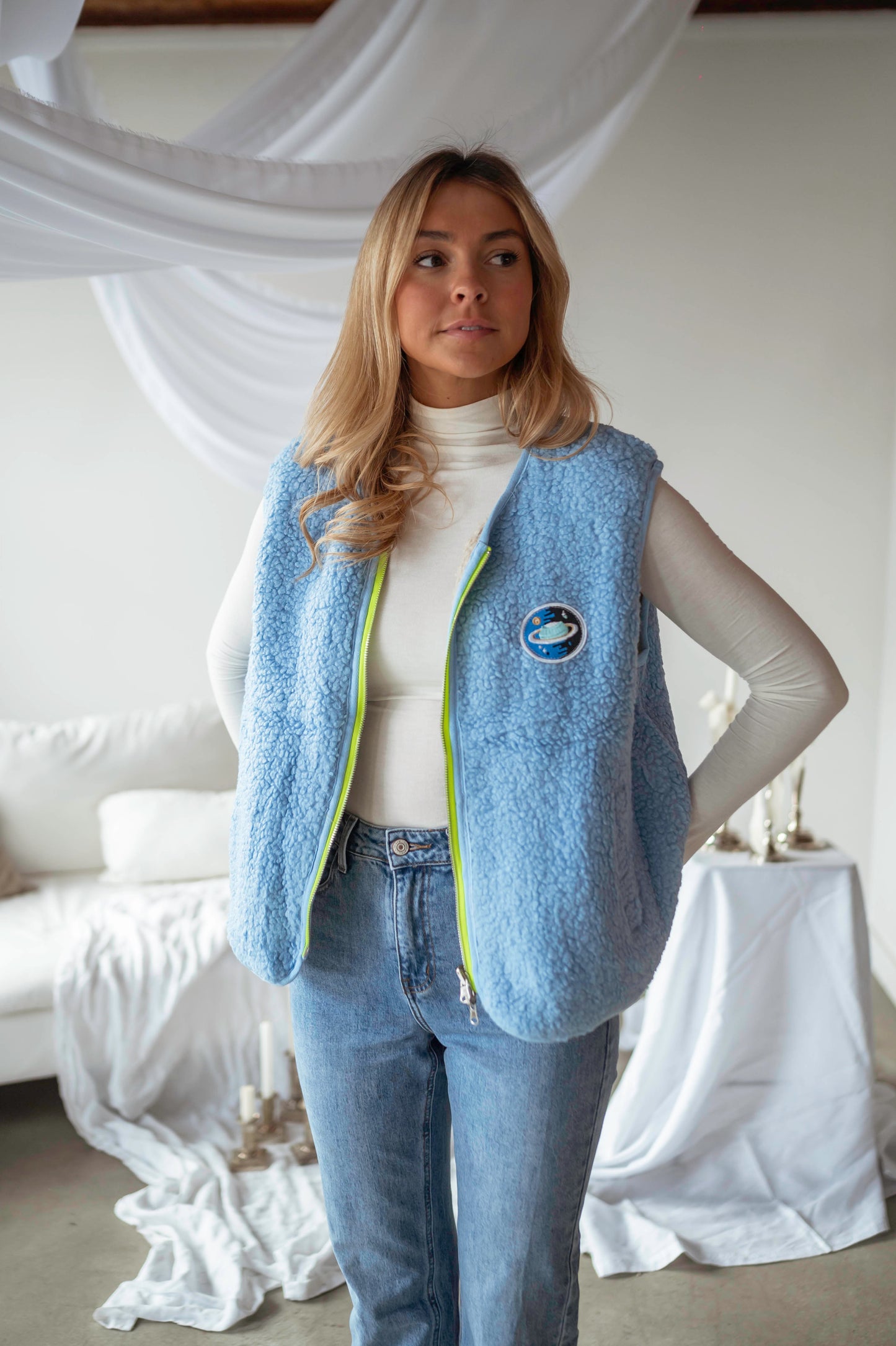 Blue and Ecru Josie Cardigan