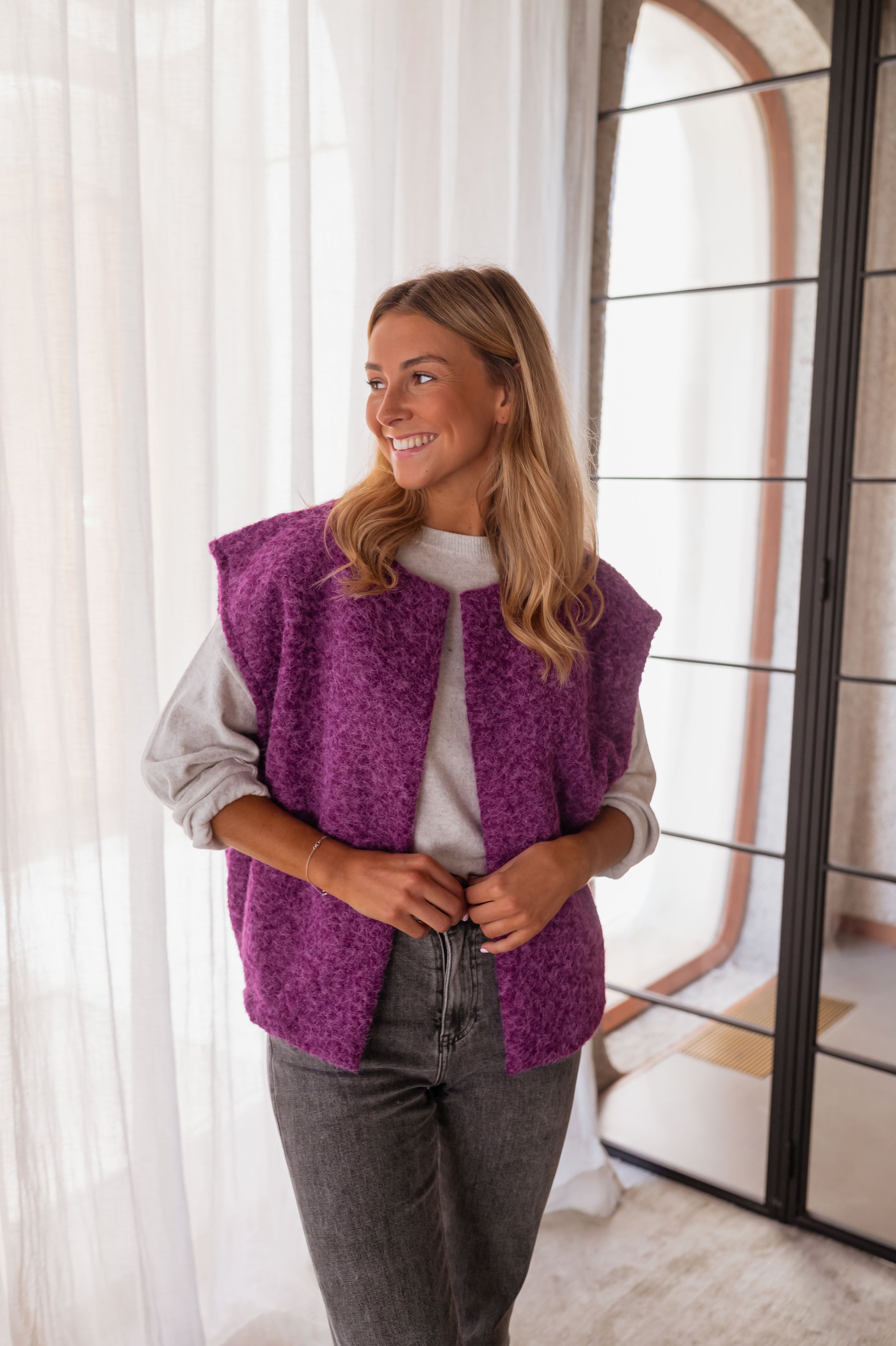 Purple Lander Sleeveless Cardigan