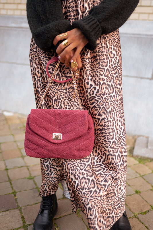 Burgundy Linen Marie Bag