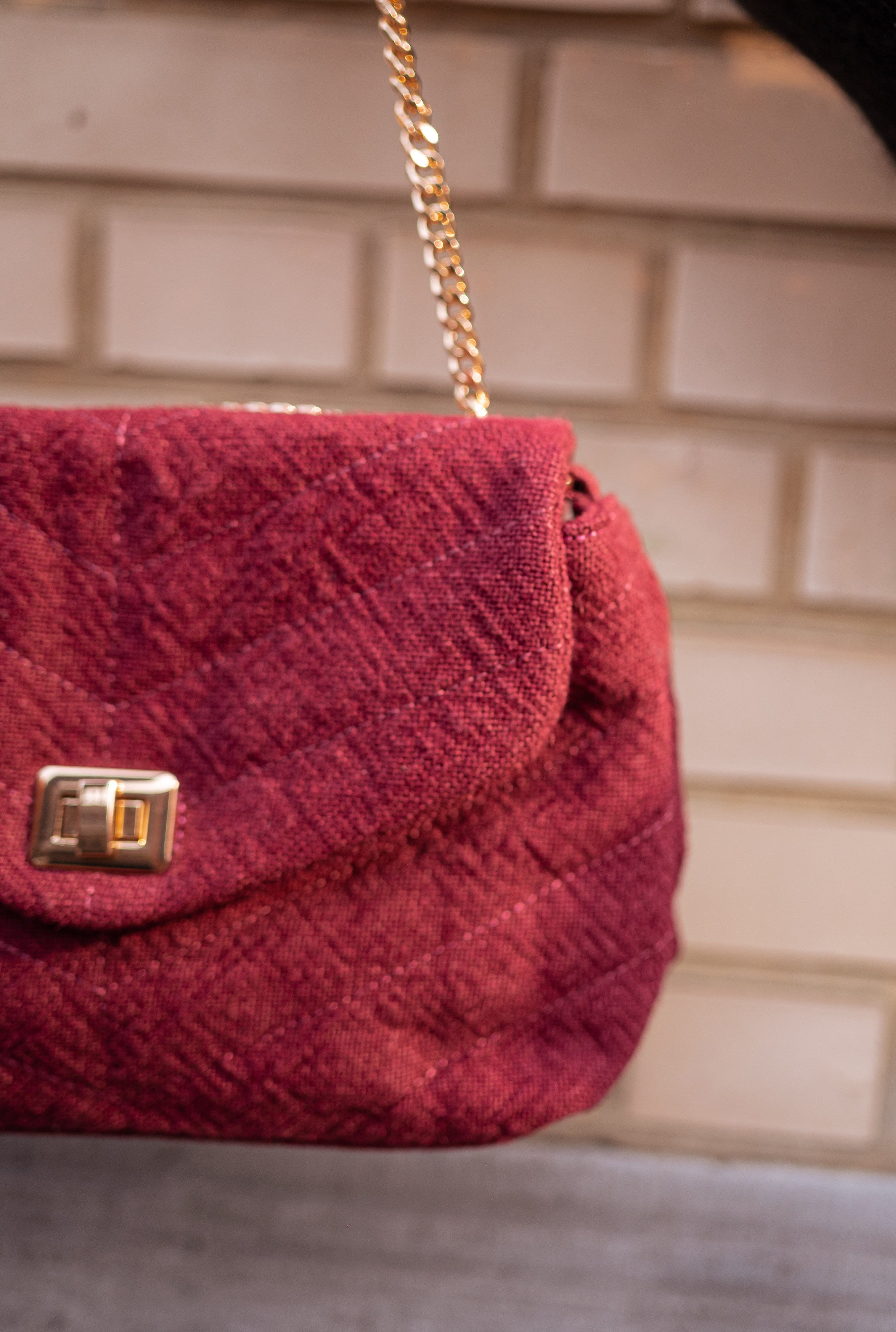 Burgundy Linen Marie Bag