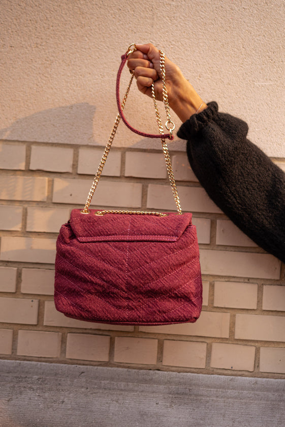 Burgundy Linen Marie Bag