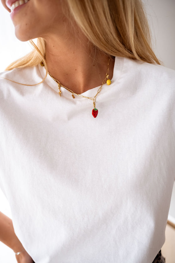 Red and Golden Strawberry Pendant