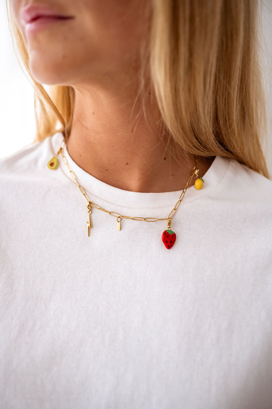 Red and Golden Strawberry Pendant