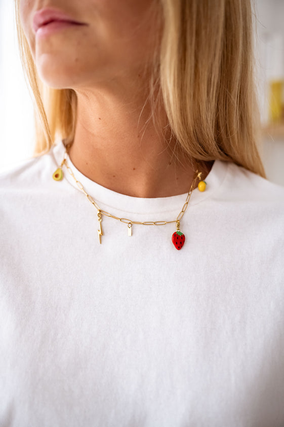 Red and Golden Strawberry Pendant