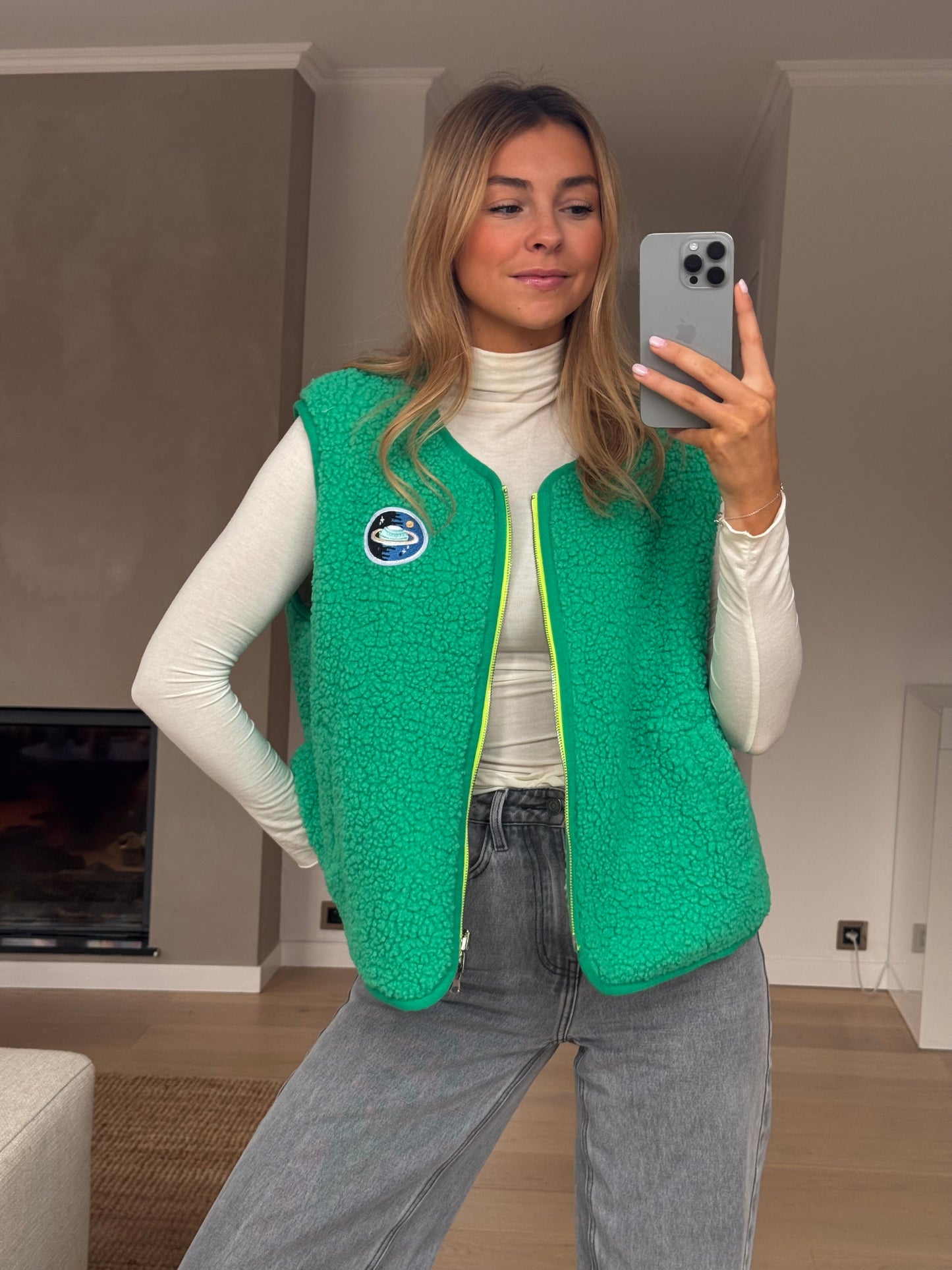 Green and Ecru Josie Cardigan