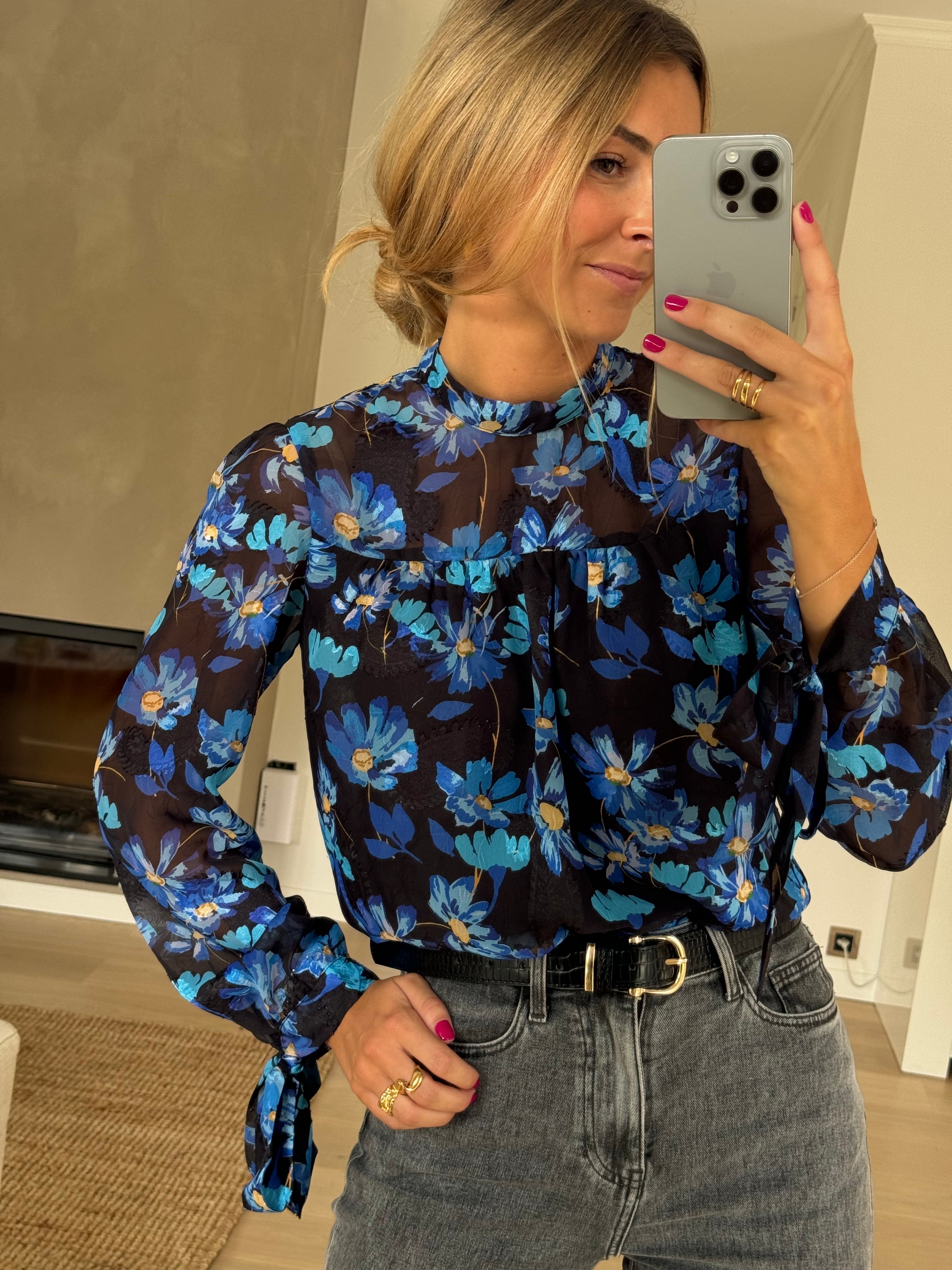 Black and Blue Floral Heloisa Blouse