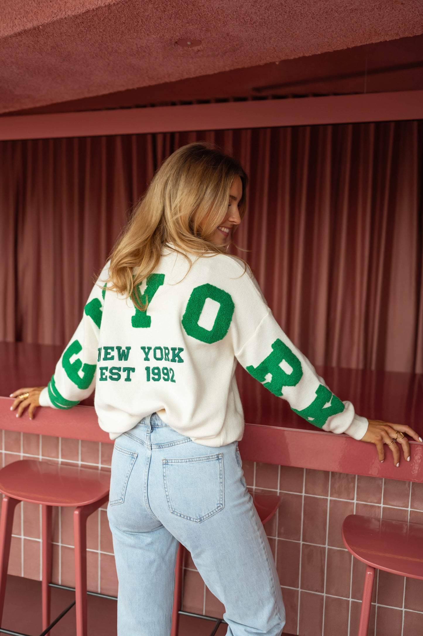 Ecru and Green Brooklyn Sweater