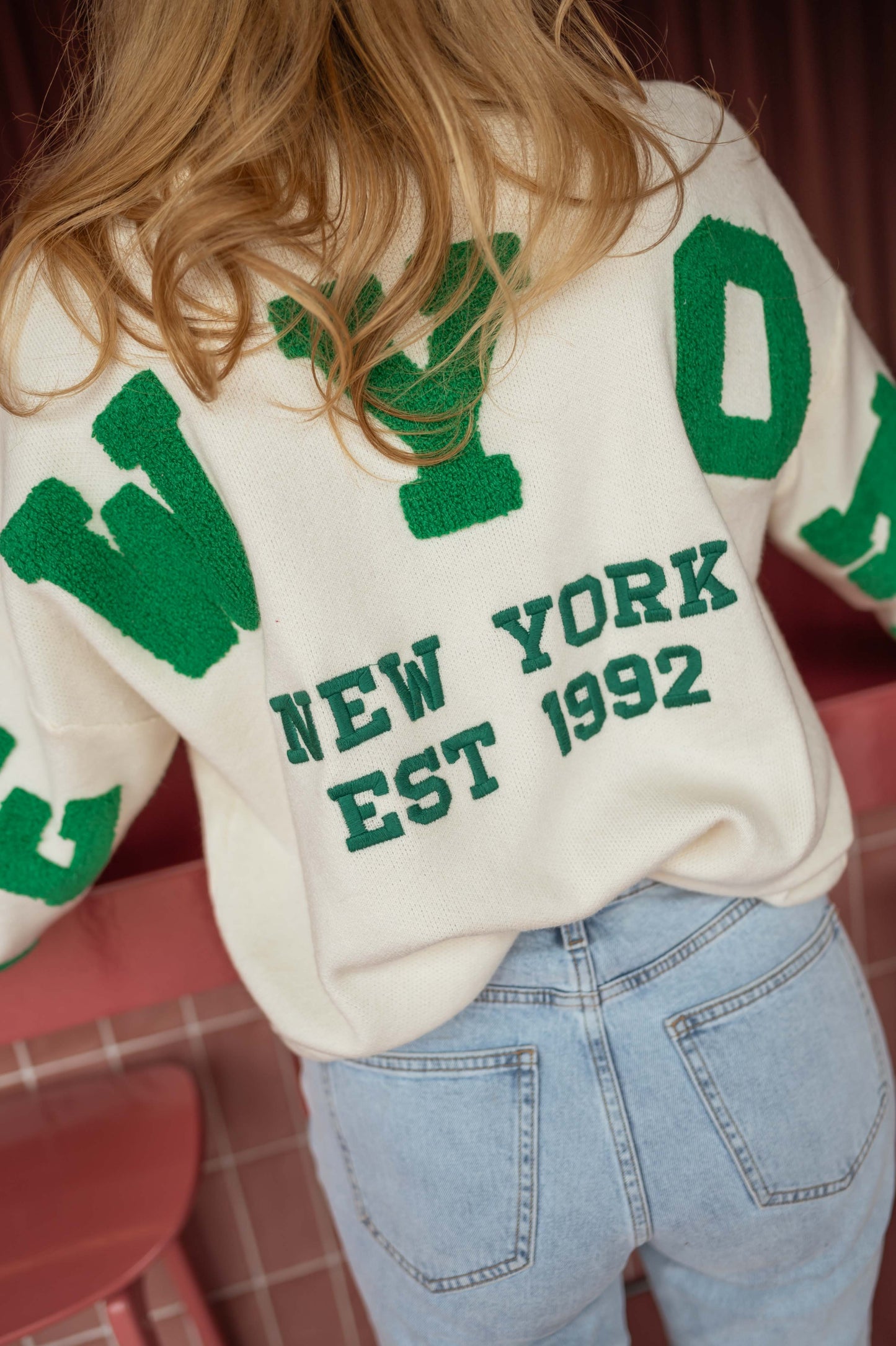 Ecru and Green Brooklyn Sweater