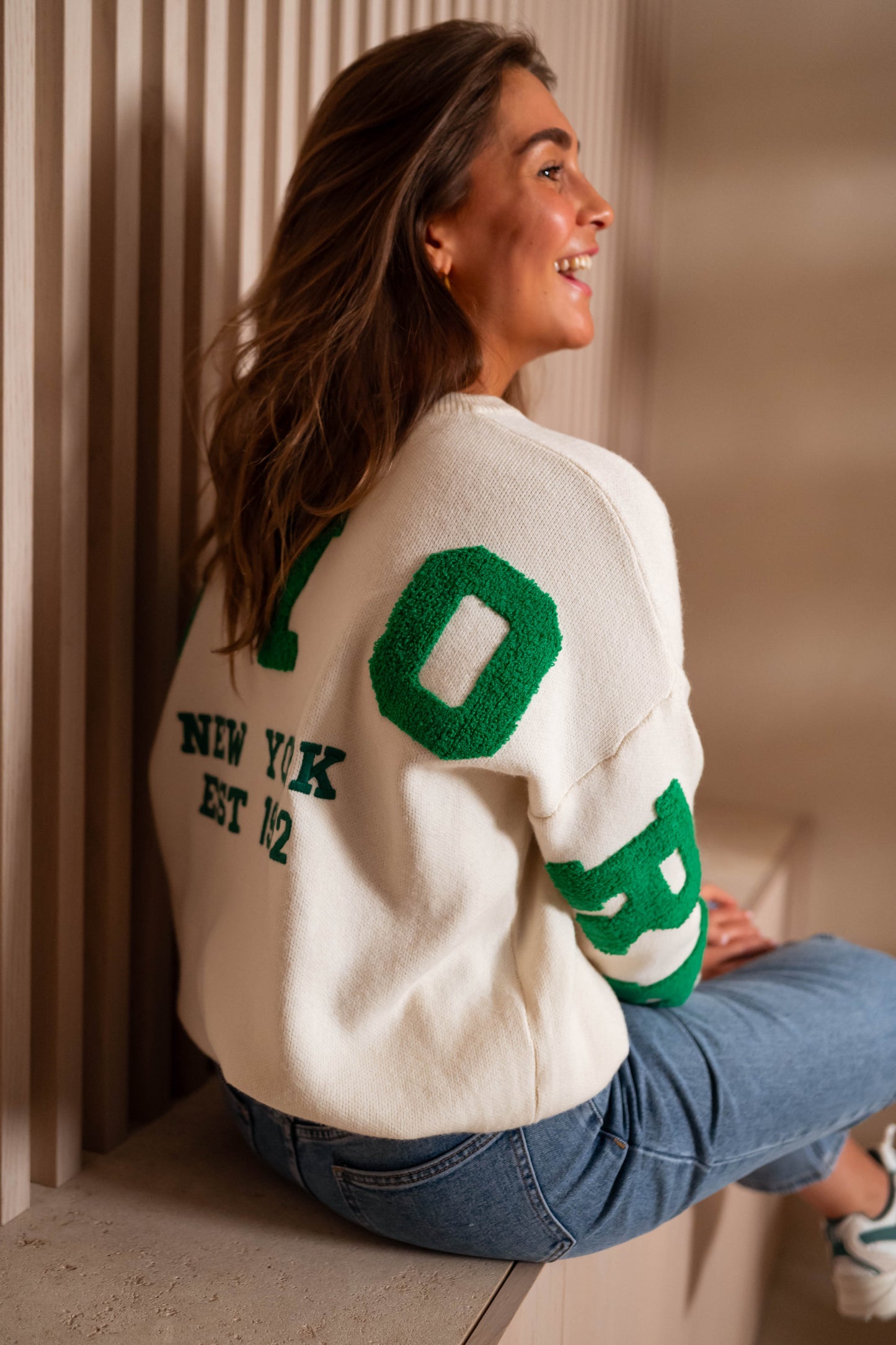 Ecru and Green Brooklyn Sweater