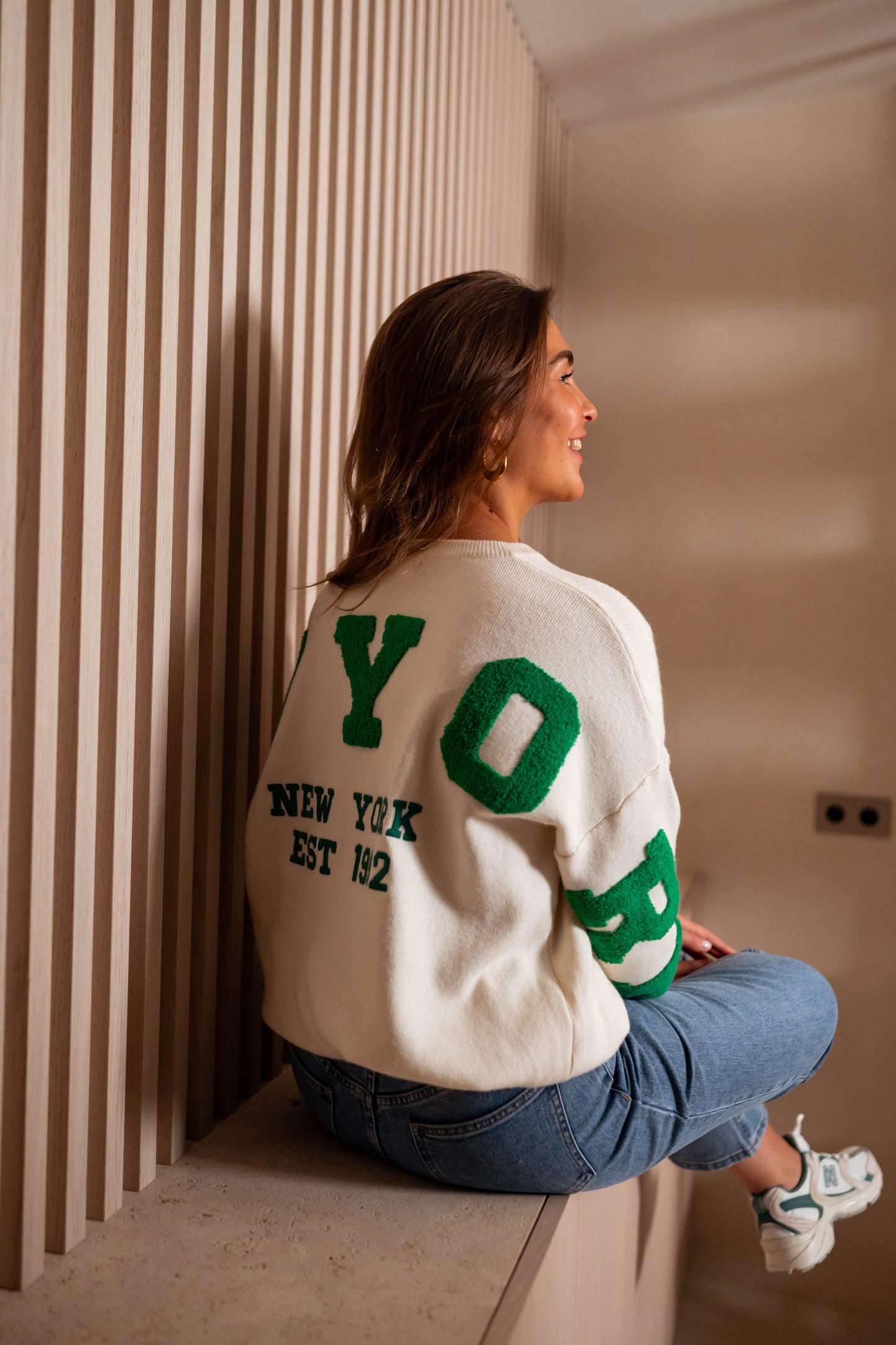 Ecru and Green Brooklyn Sweater