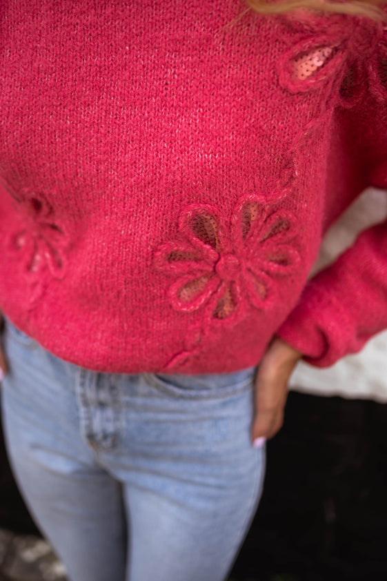 Raspberry Floral Clary Sweater