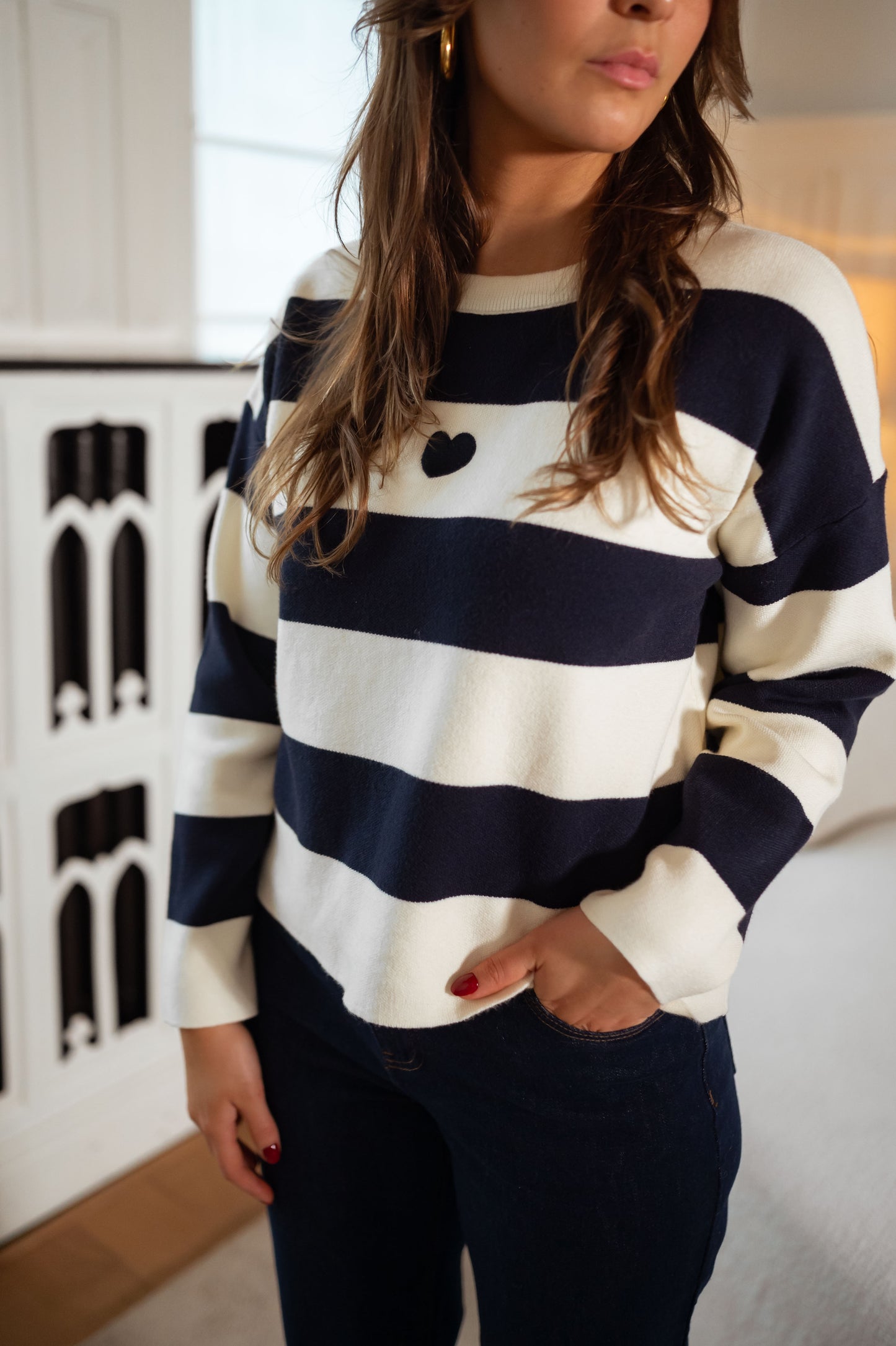 Blue and Ecru Louisa sweater