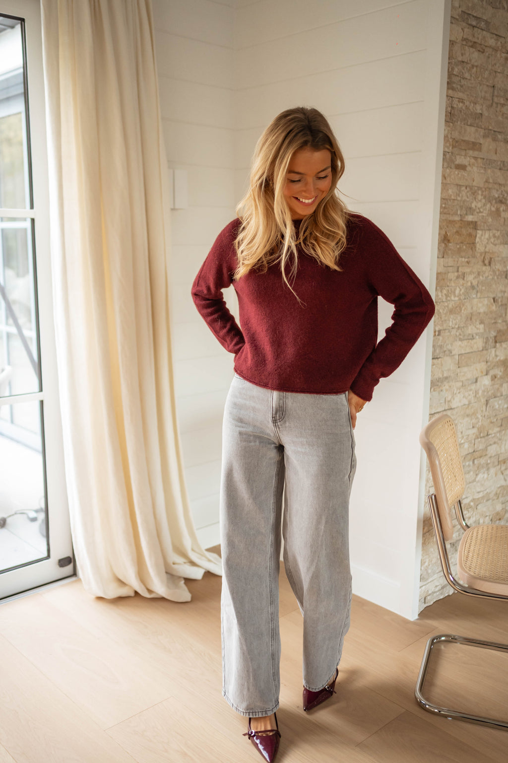 Burgundy Shana Sweater – Easy Clothes North America