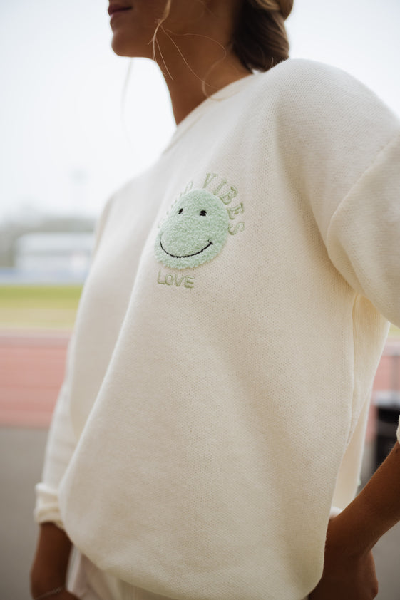 Ecru and Green Vibes Sweater