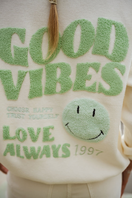 Ecru and Green Vibes Sweater