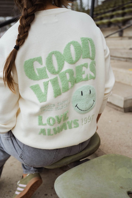 Ecru and Green Vibes Sweater