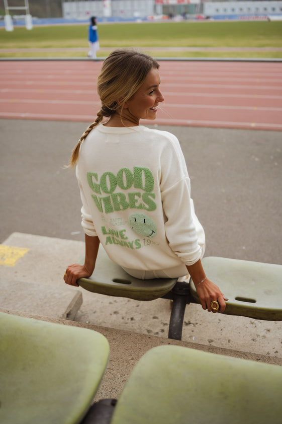 Ecru and Green Vibes Sweater