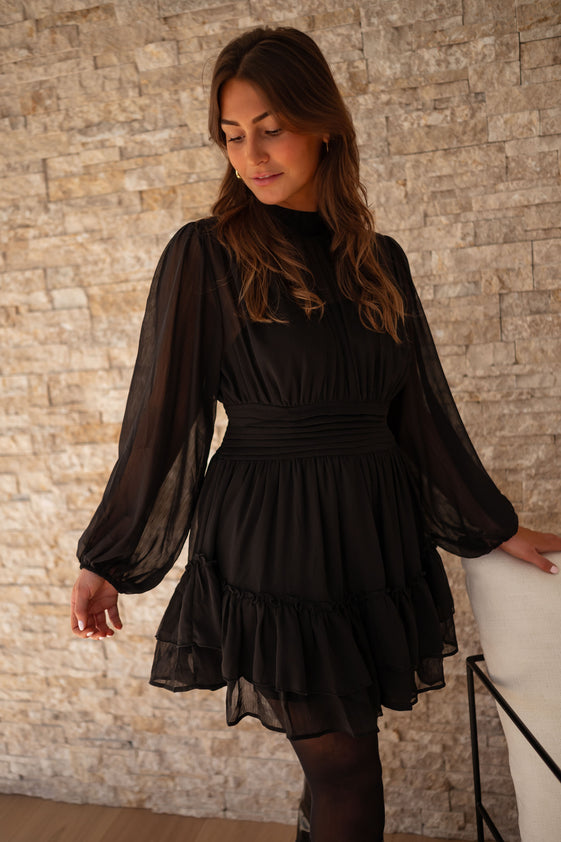 nik and nash black dress Nik & Nash Black Ruffle shift dress size large