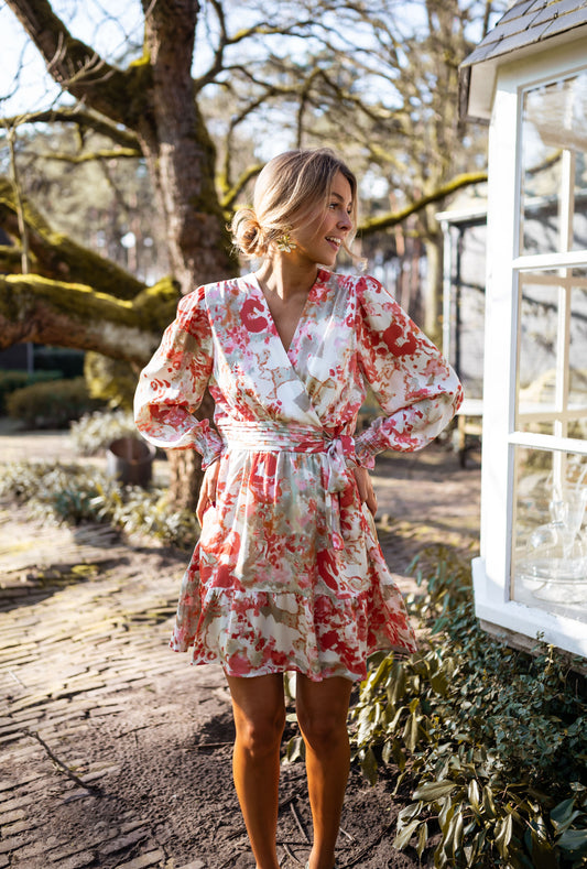 Orange and Khaki Patterned Toby Dress