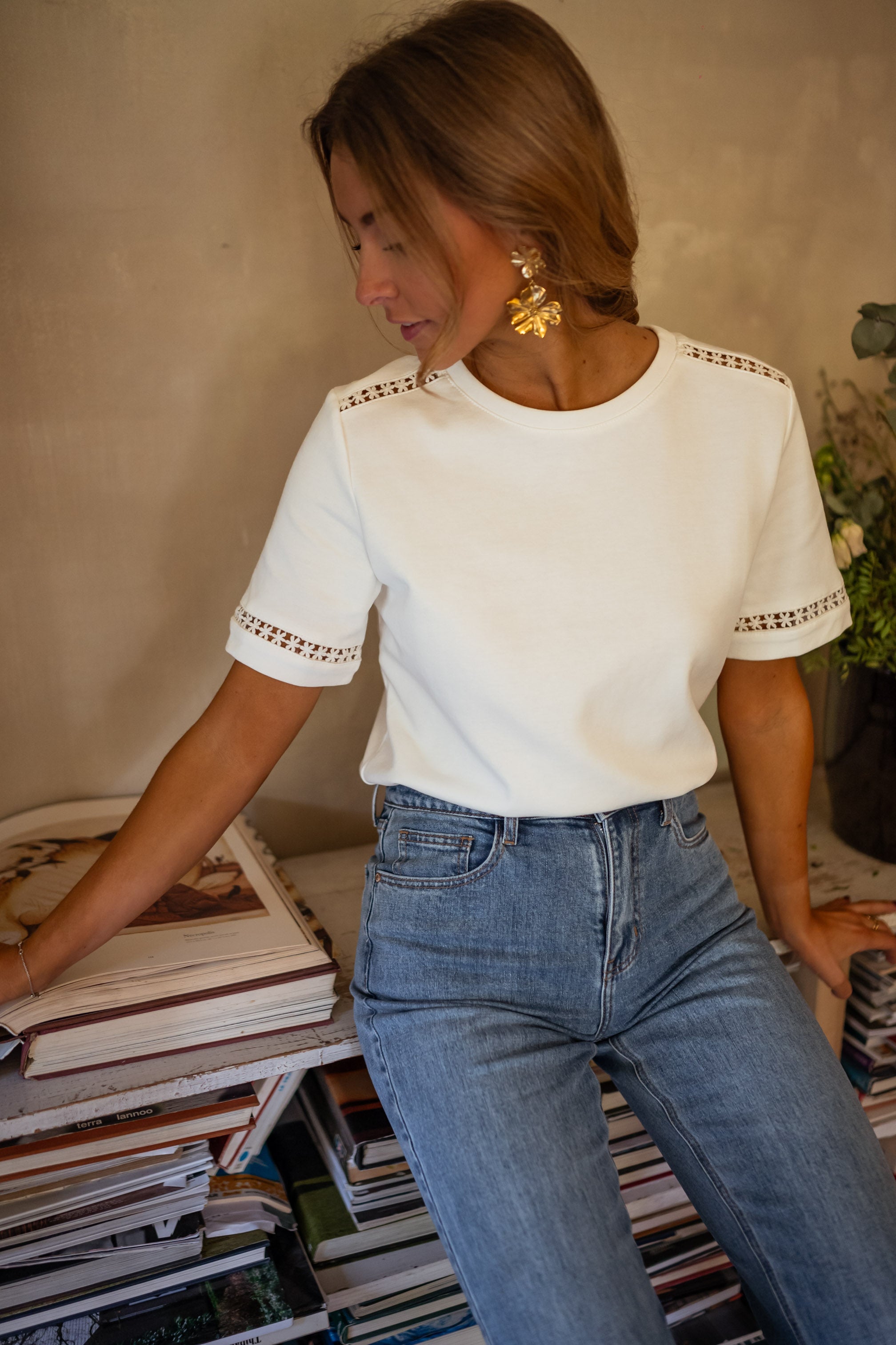 White Embroidered Romina T-Shirt