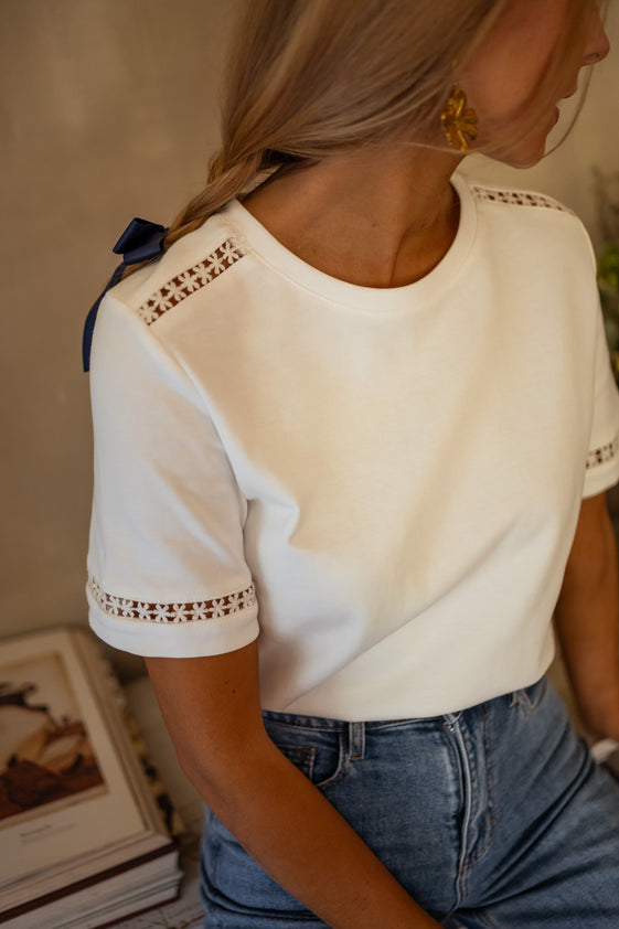 White Embroidered Romina T-Shirt