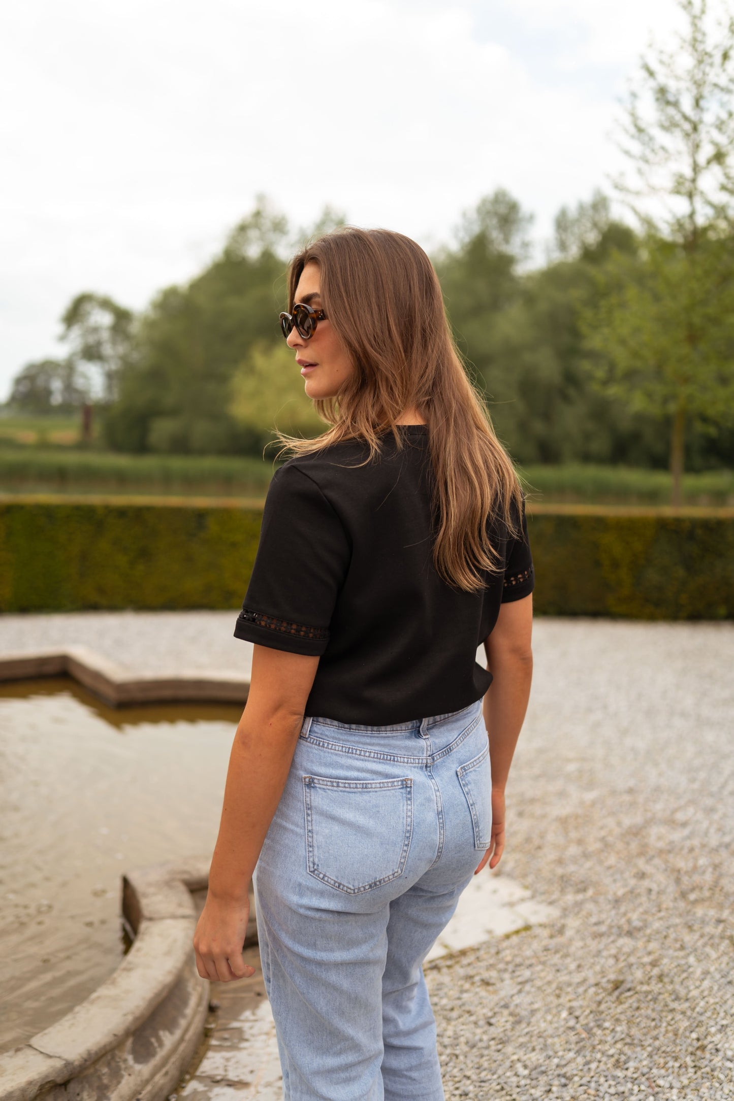Black Embroidered Romina T-Shirt