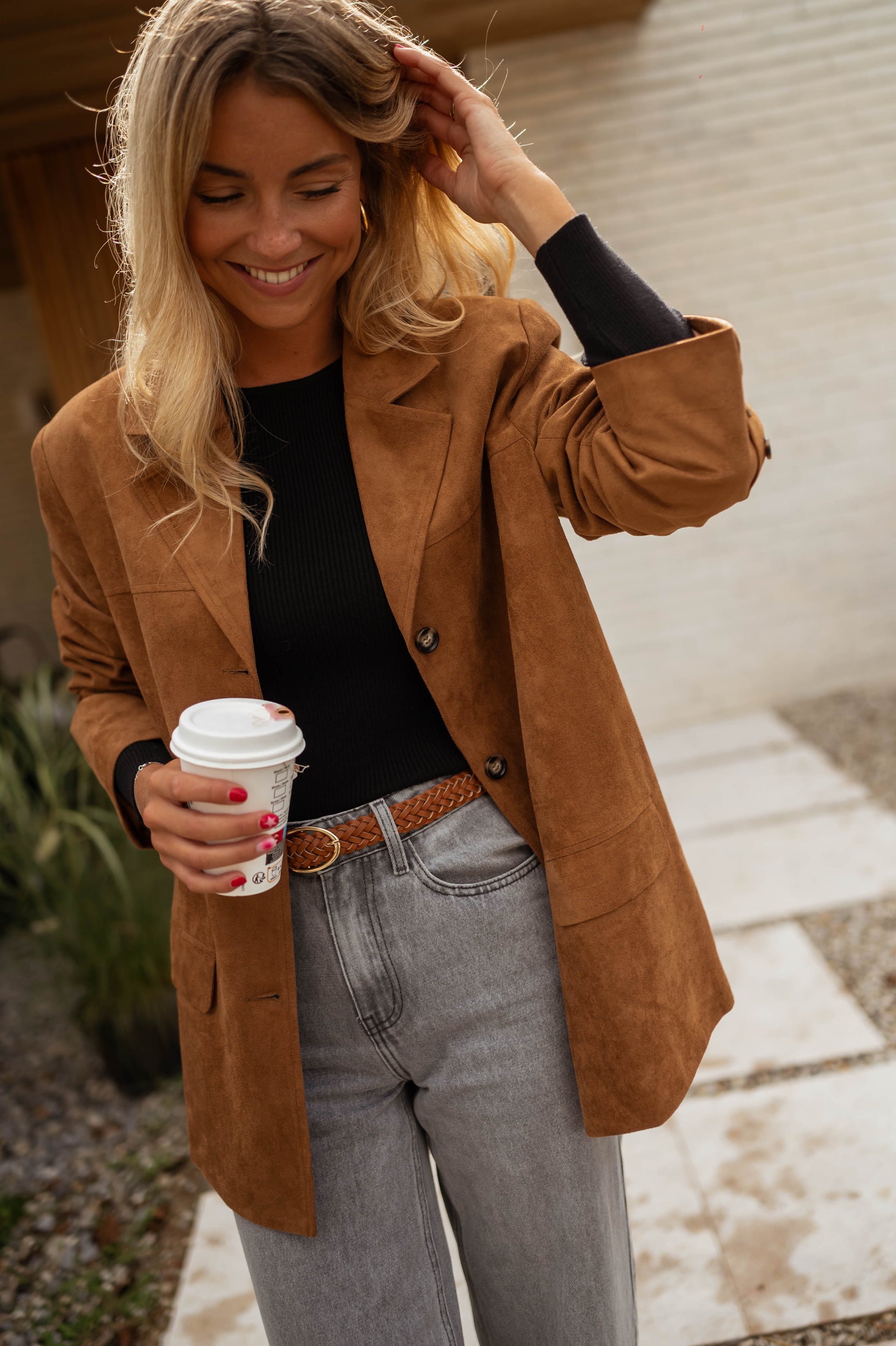 BROWN - 'SUEDE JENNIFER' - OVERSIZED CLASSY PUFF SHOULDER JACKET - - Fashion Boutique BROWN - 'SUEDE JENNIFER' - OVERSIZED CLASSY PUFF SHOULDER JACKET - - Fashion Boutique