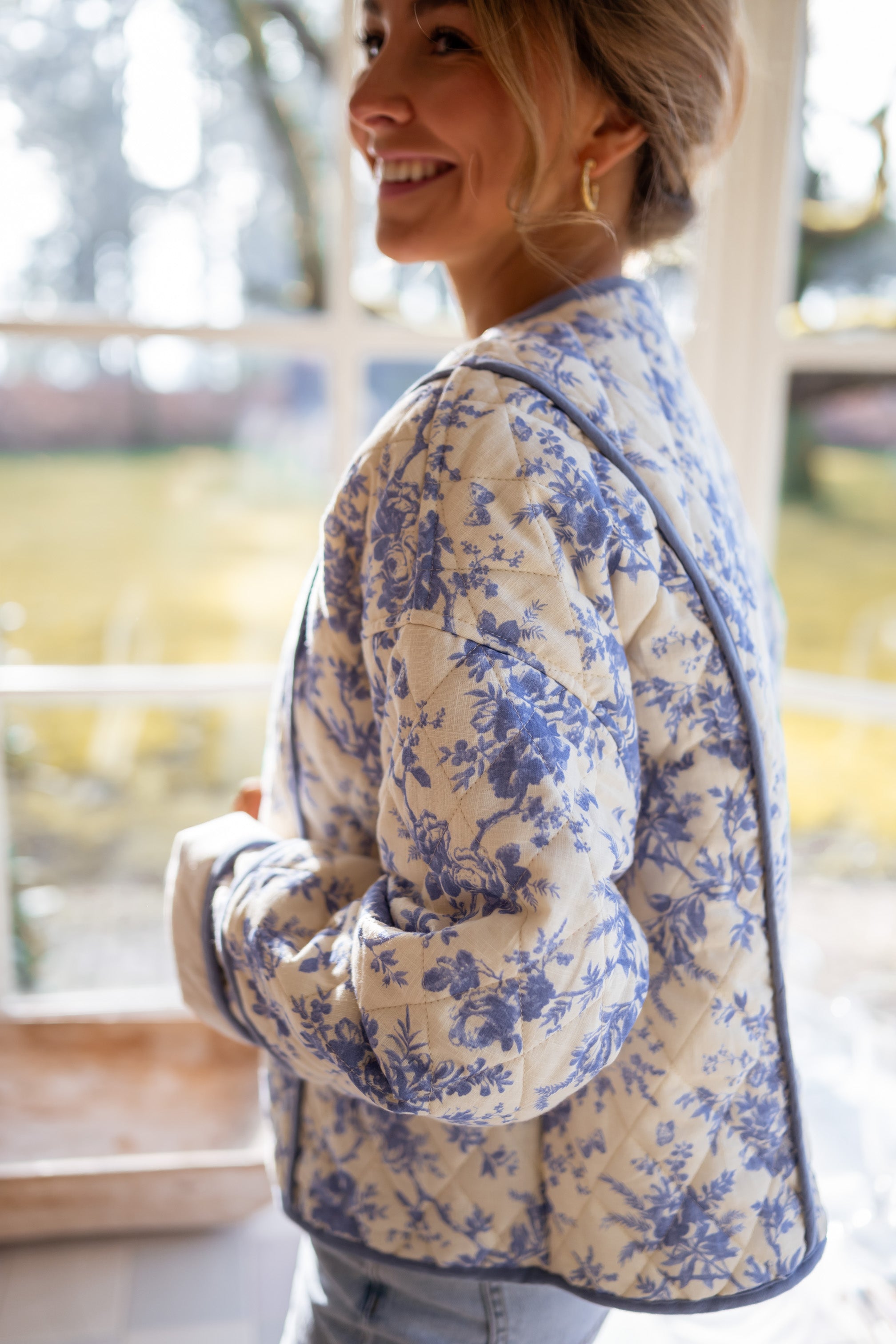 Ecru and Blue Floral Jomilie Jacket