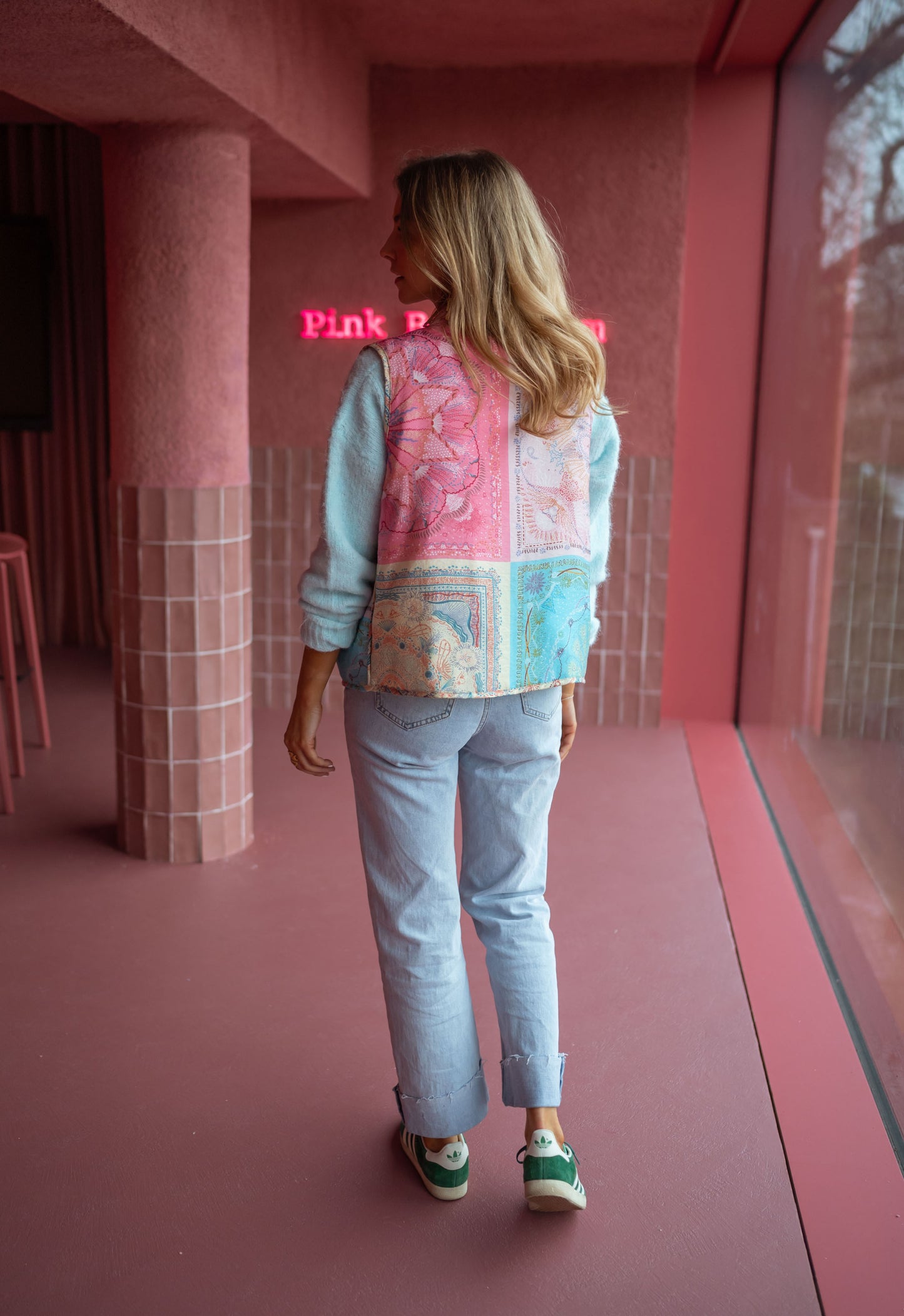 Pink and Blue Sleeveless Maia Jacket