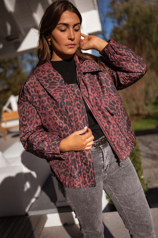 Burgundy Leopard Thelma Jacket