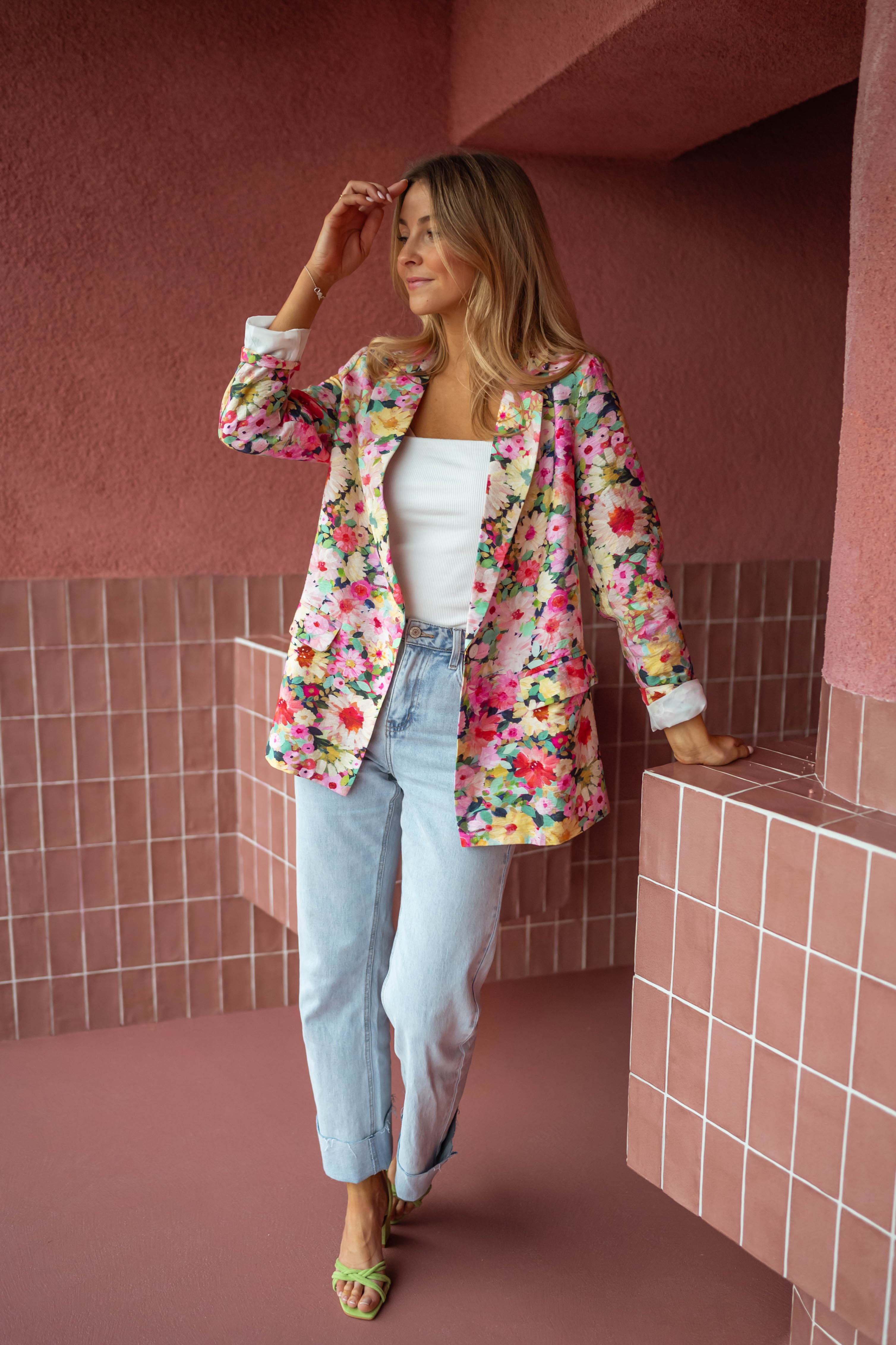 Floral boyfriend blazer best sale