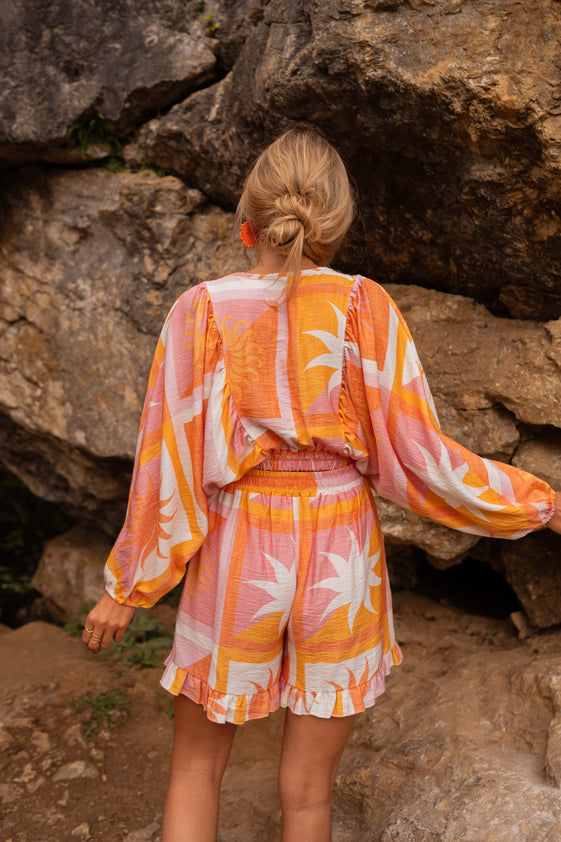 Orange Patterned Charline Blouse