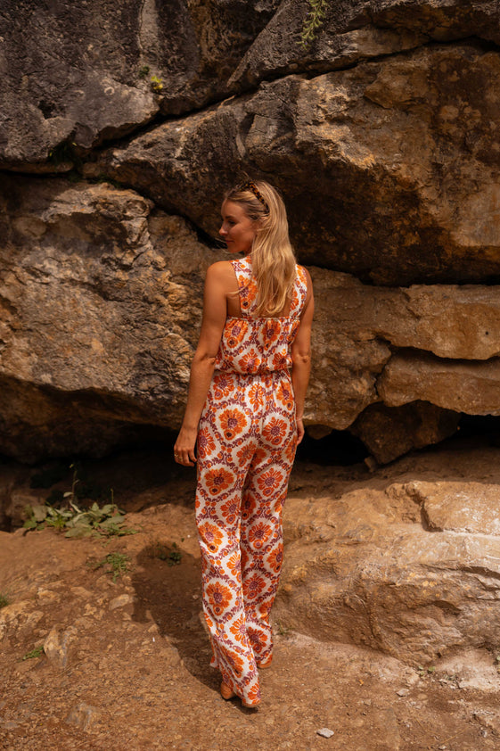 Orange Patterned Roxane Jumpsuit