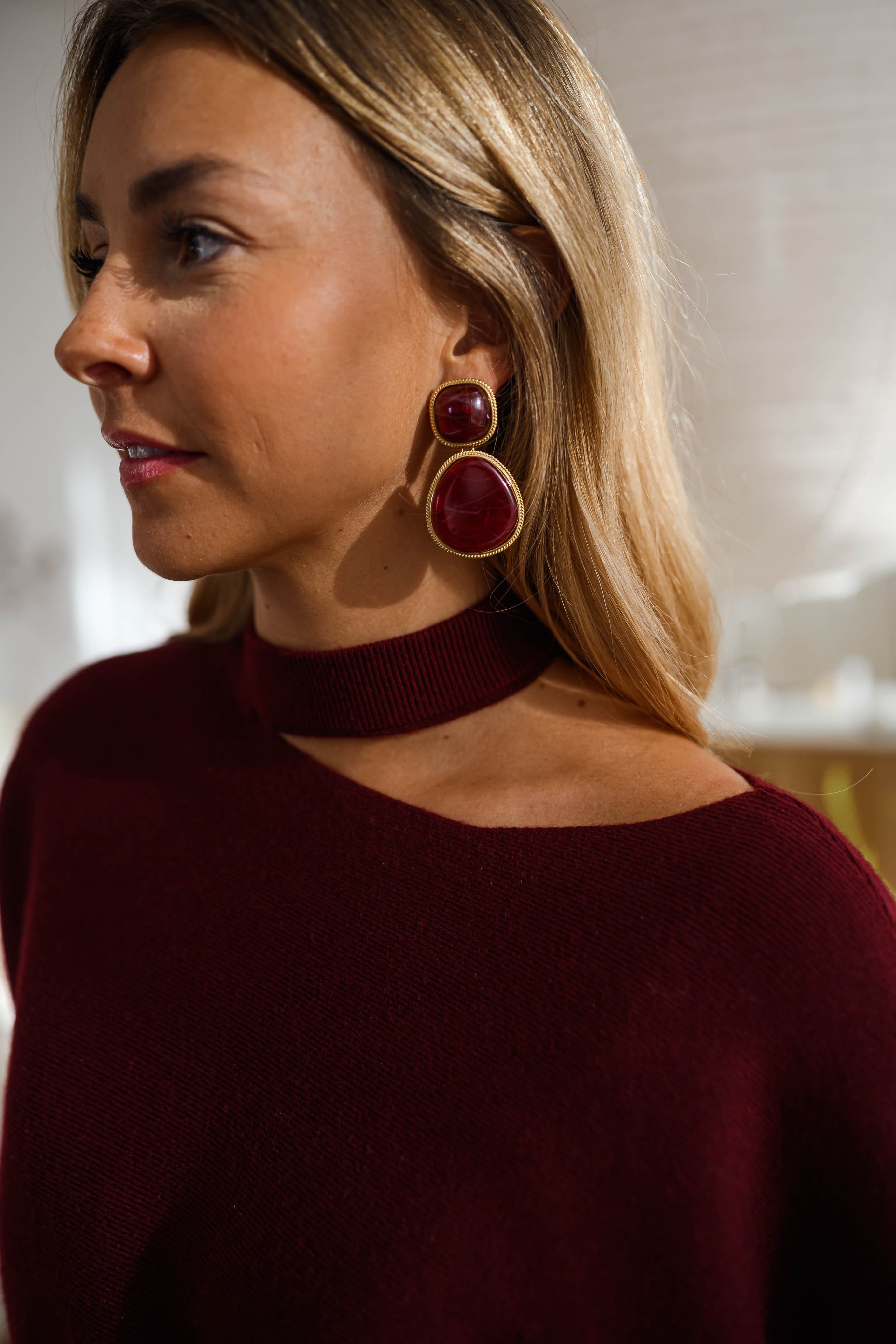 Burgundy Clay Earrings