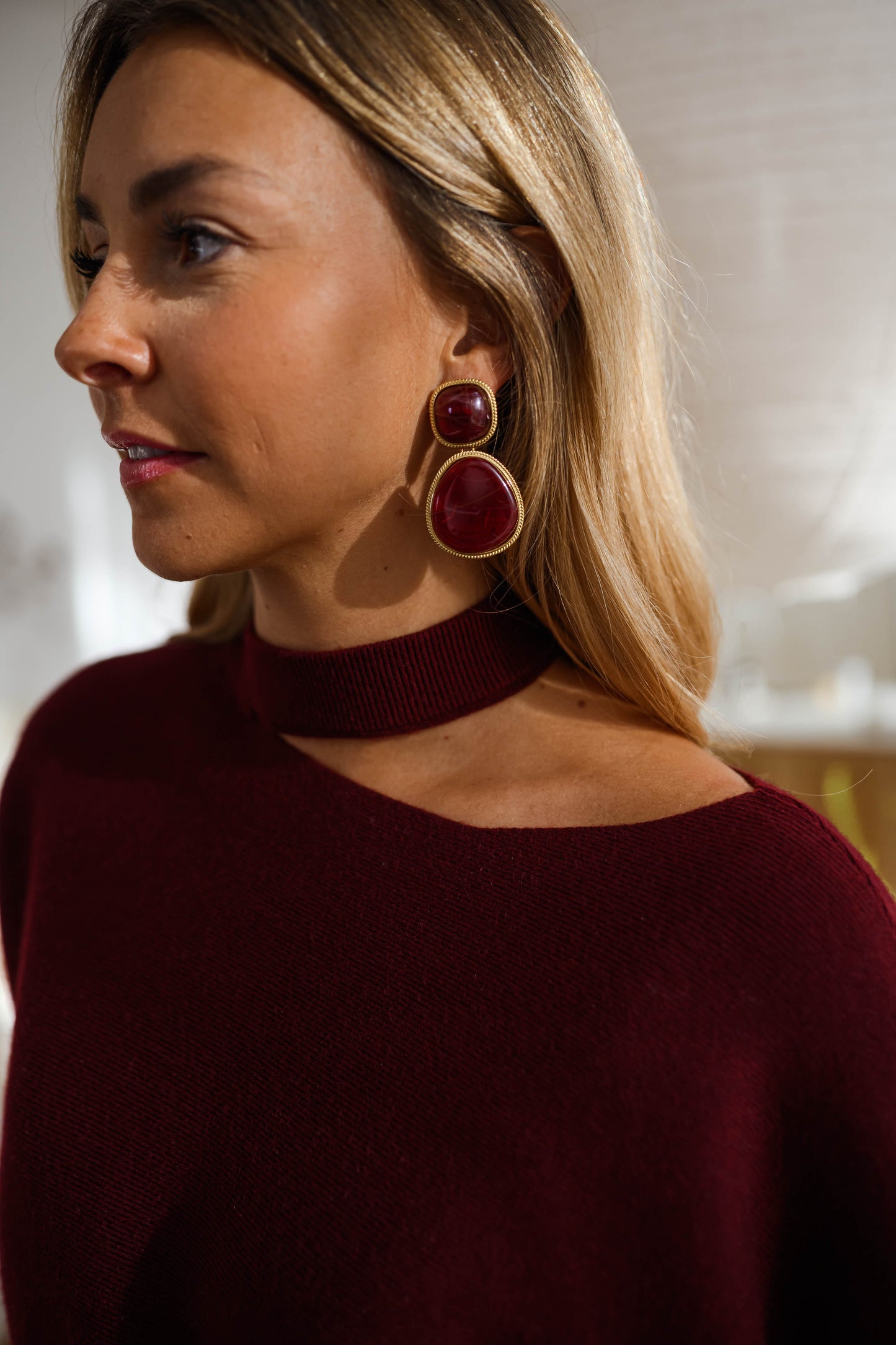 Burgundy Clay Earrings