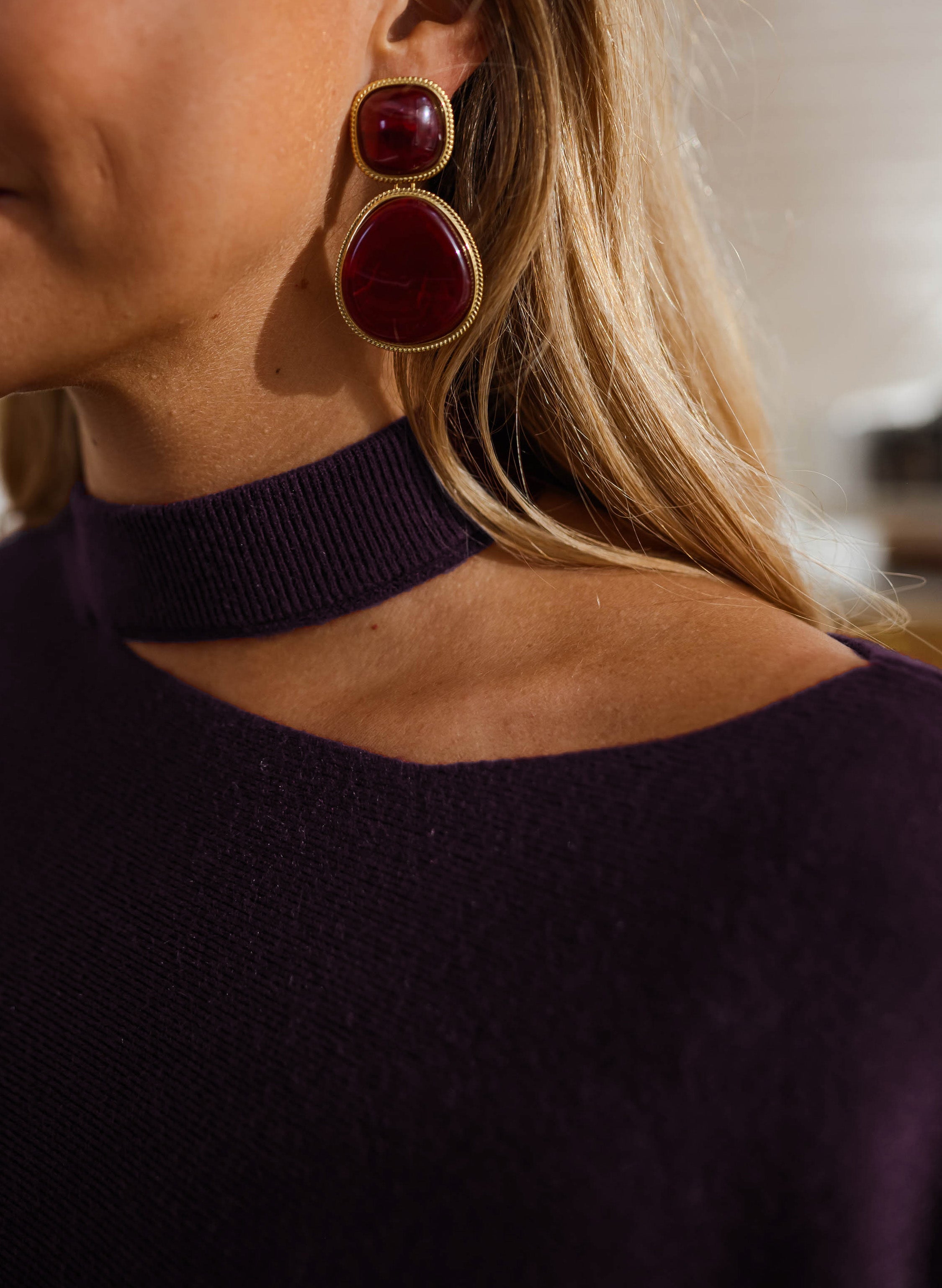 Burgundy Clay Earrings