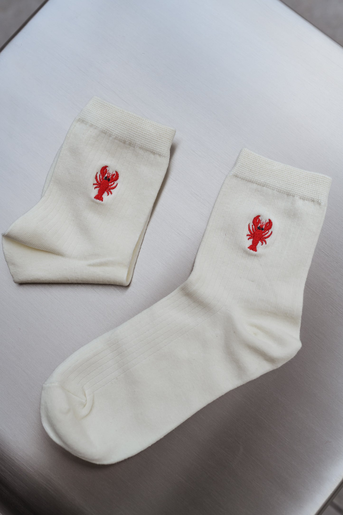 Beige Lobster Homard Socks