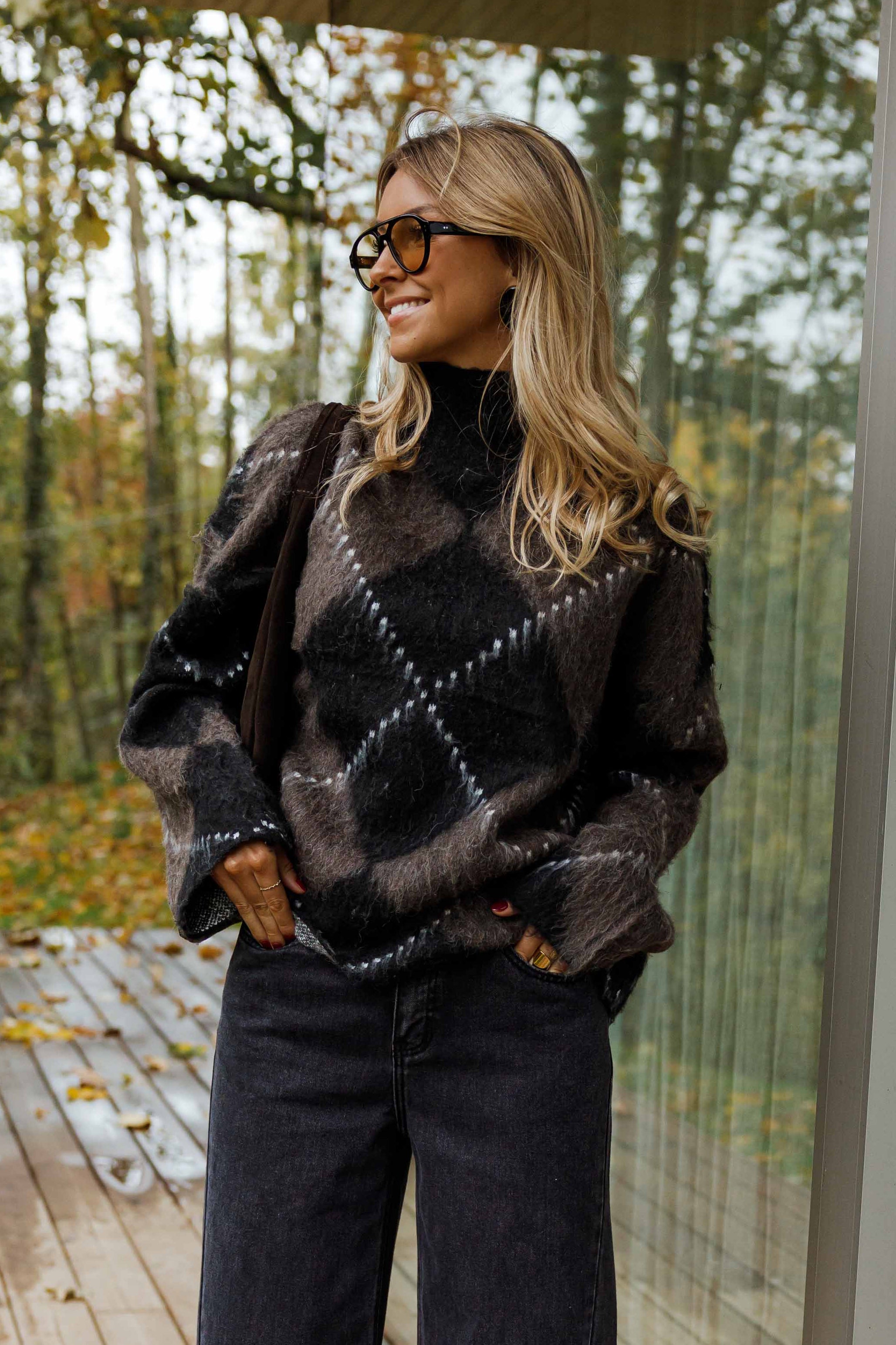 Brown and Black Checkered Felix Sweater