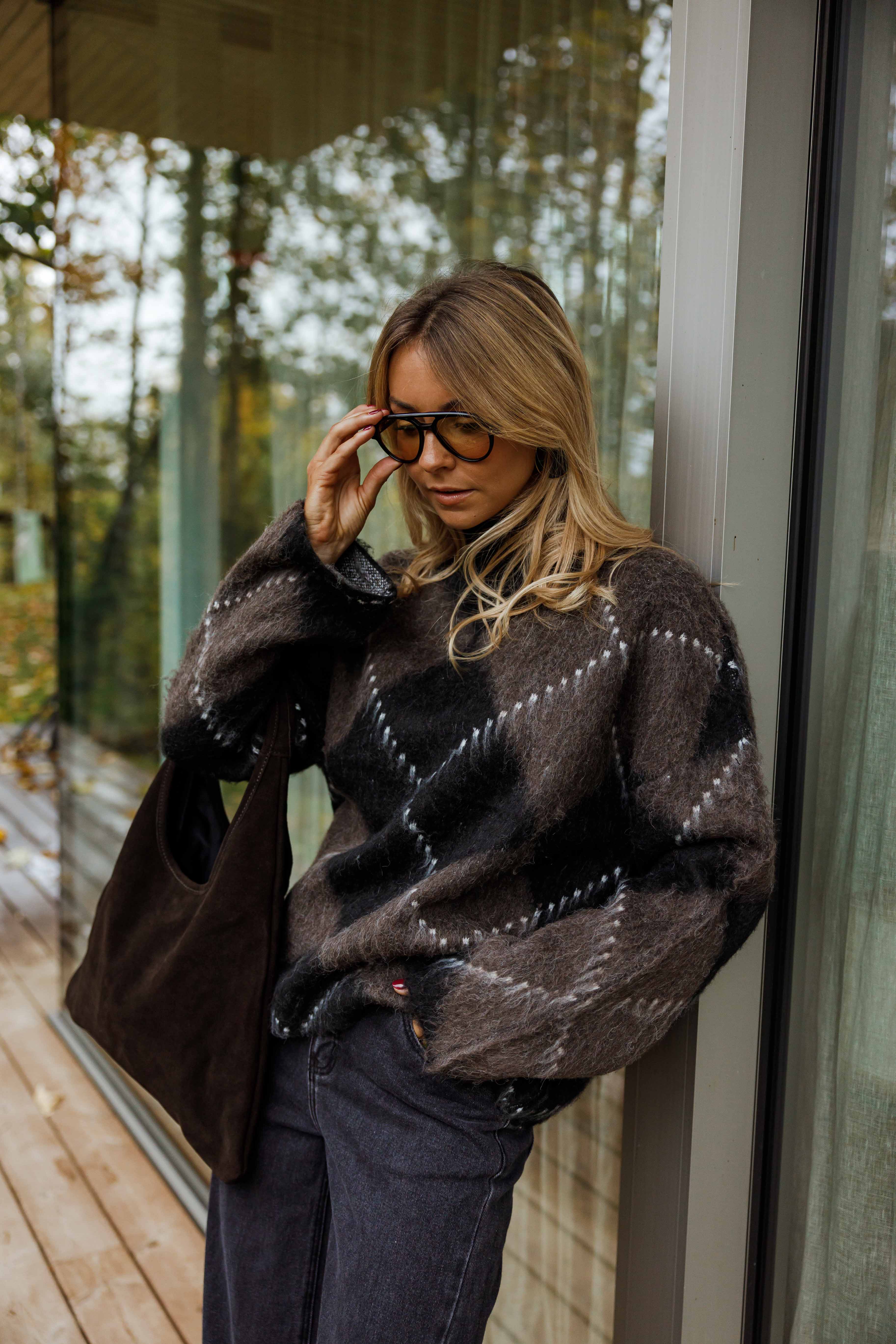 Brown and Black Checkered Felix Sweater