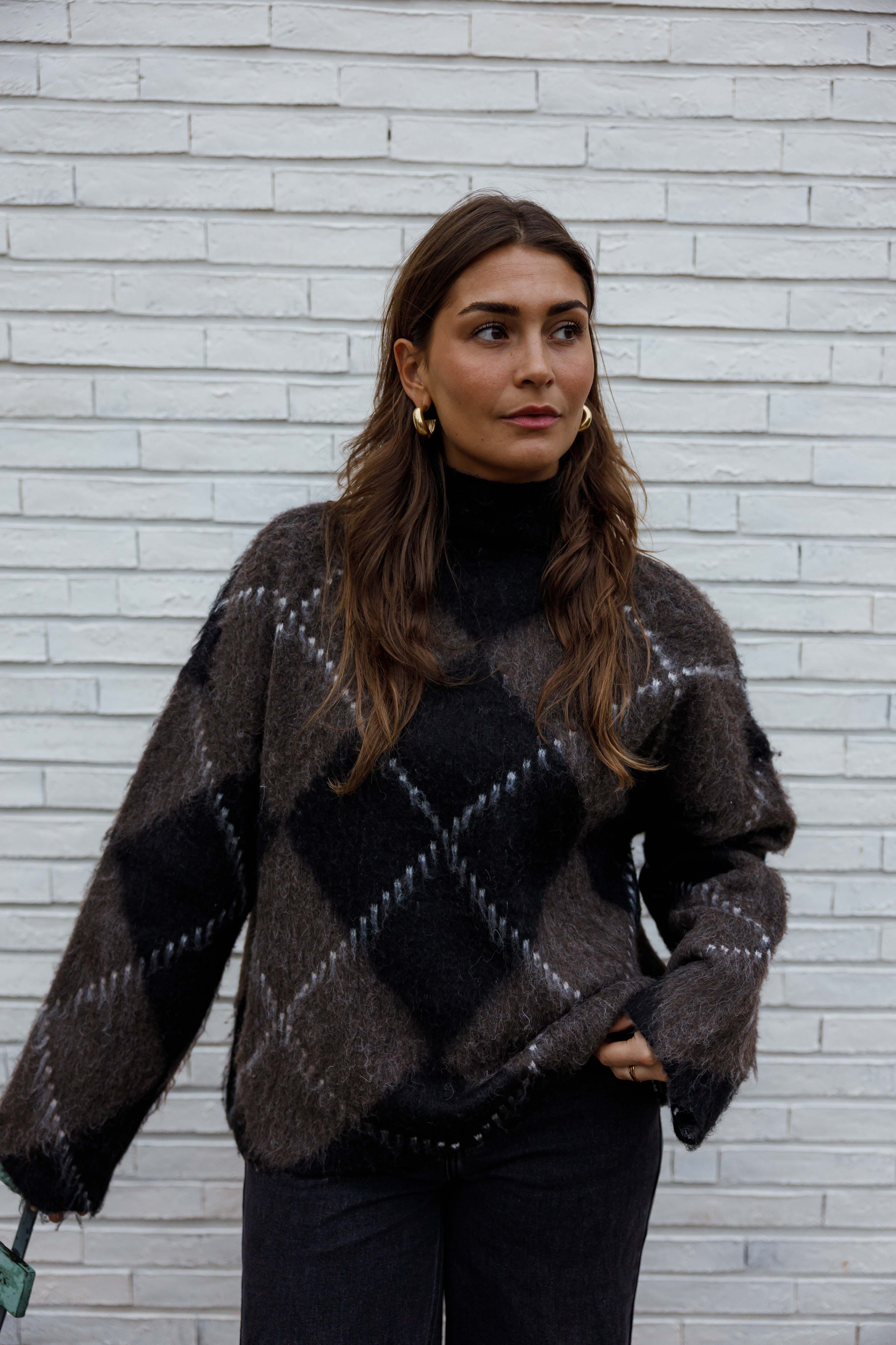 Brown and Black Checkered Felix Sweater