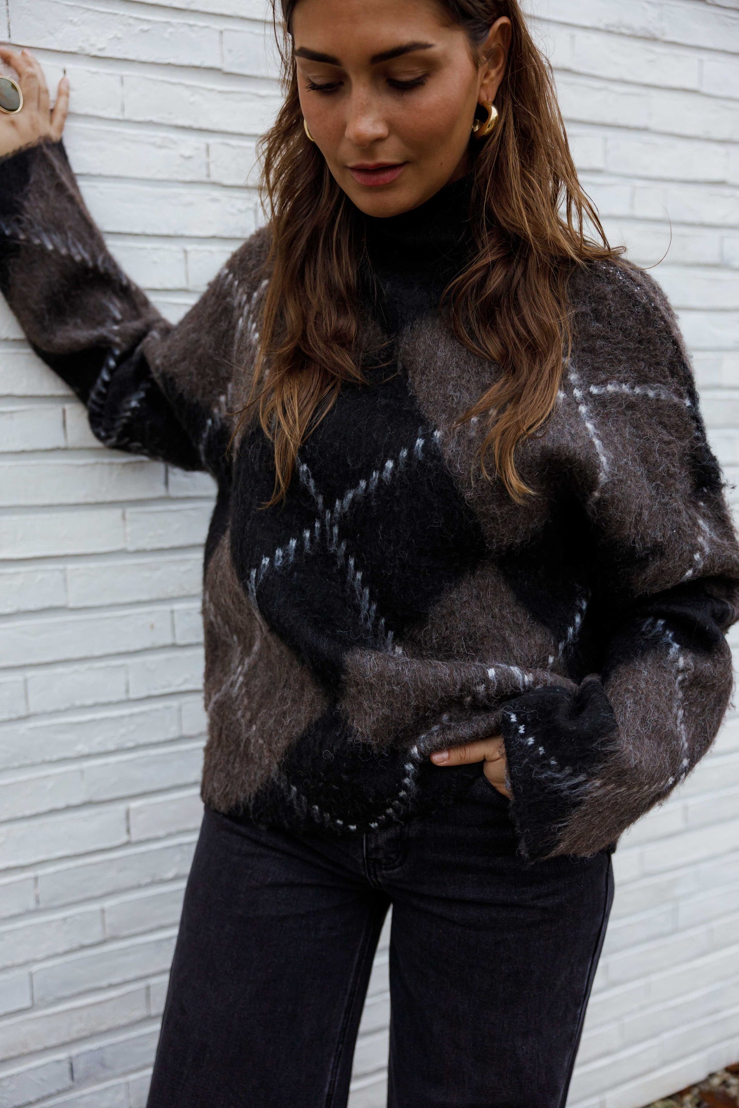 Brown and Black Checkered Felix Sweater