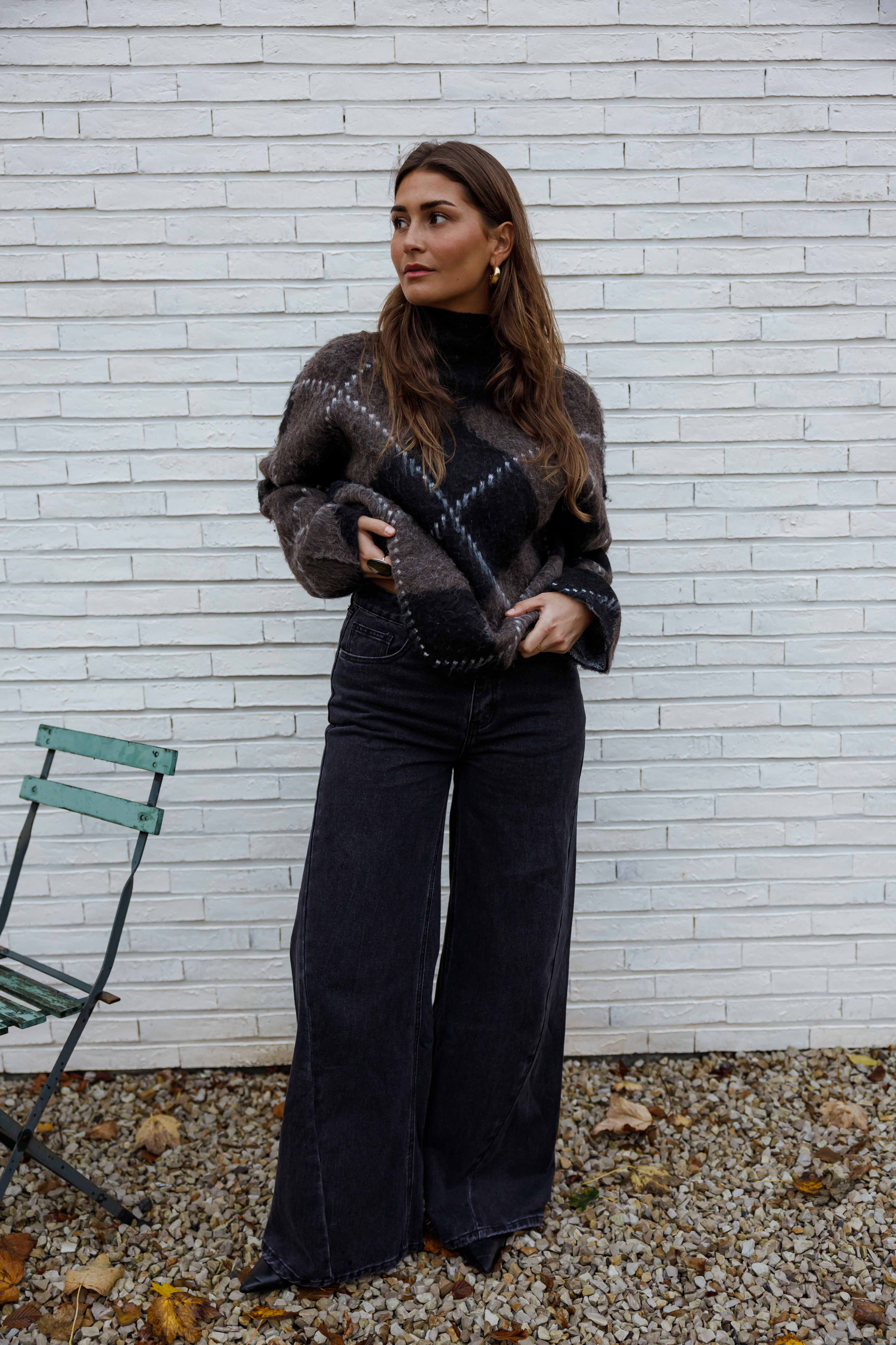 Brown and Black Checkered Felix Sweater