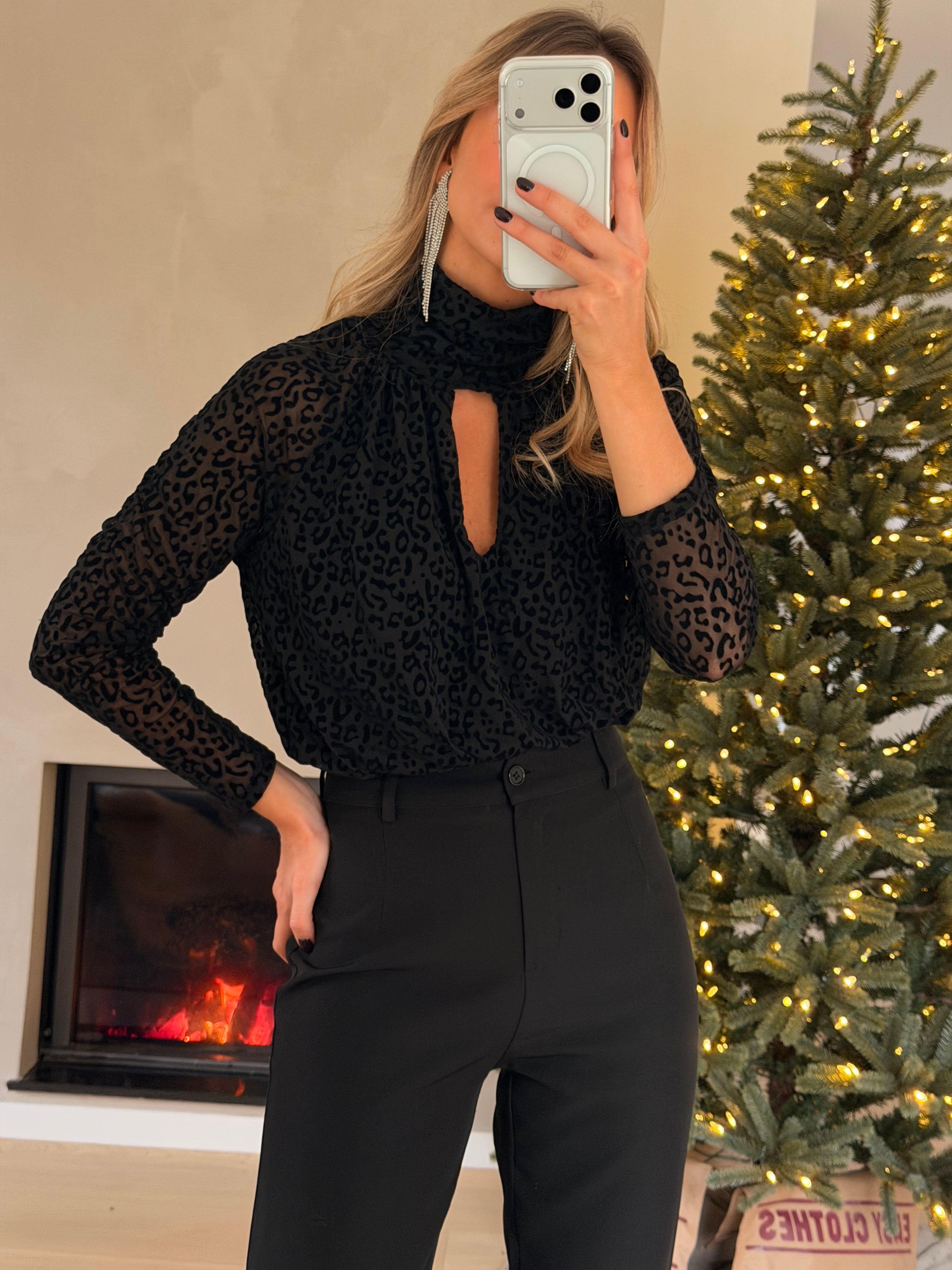 Black Leopard Julia Bodysuit