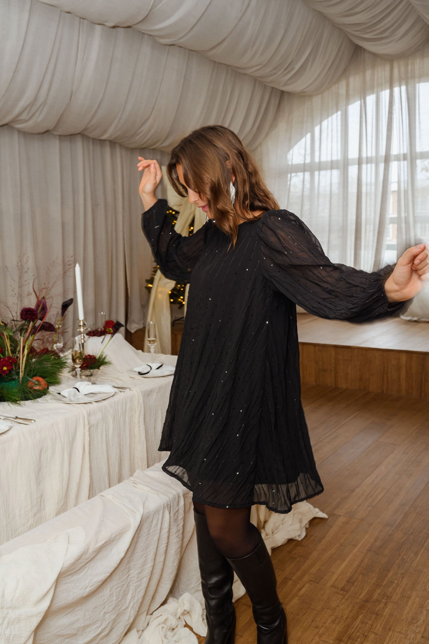 Black Sequin Minie Dress